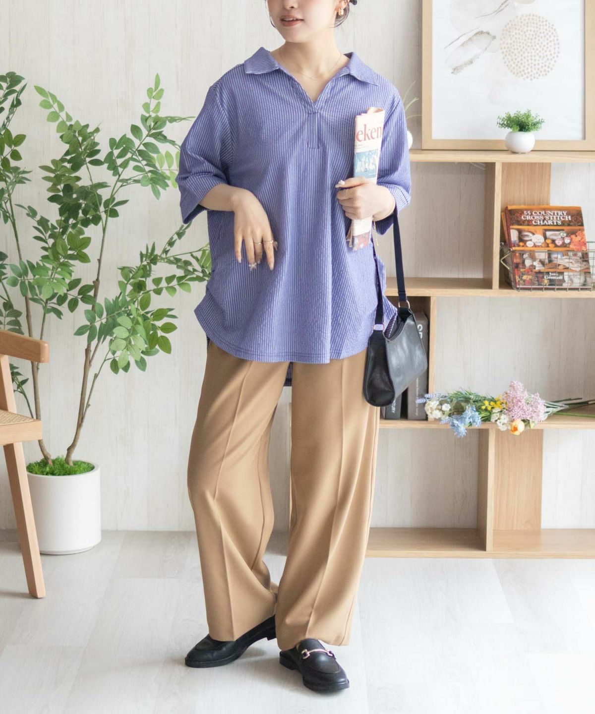 nAvy 襟付きスキッパープルオーバー レディース