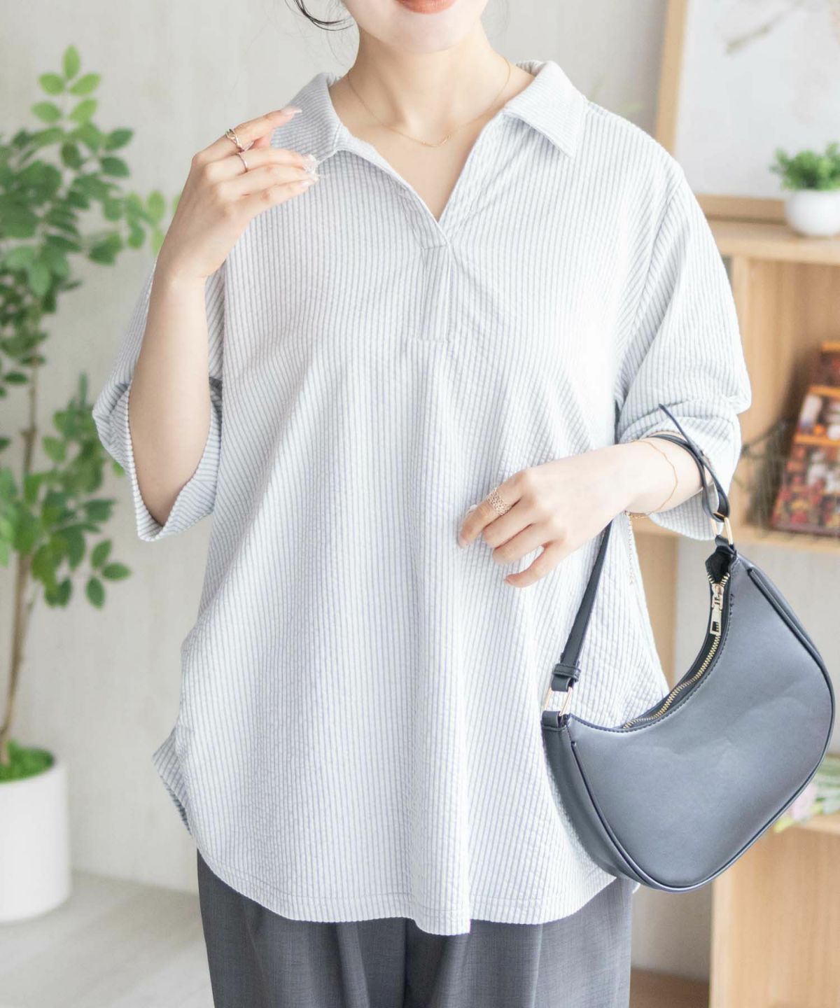 nAvy 襟付きスキッパープルオーバー レディース