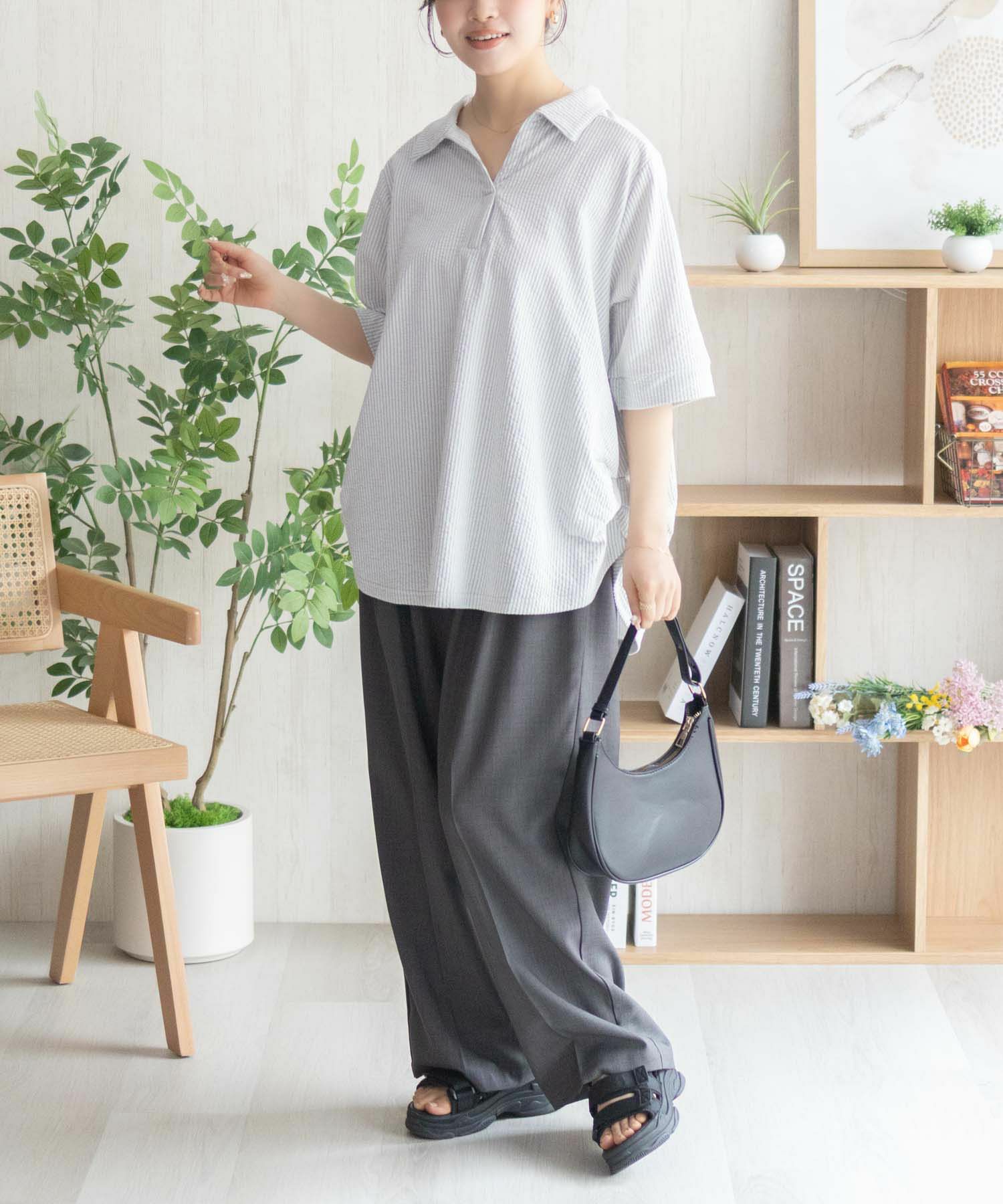 nAvy 襟付きスキッパープルオーバー レディース