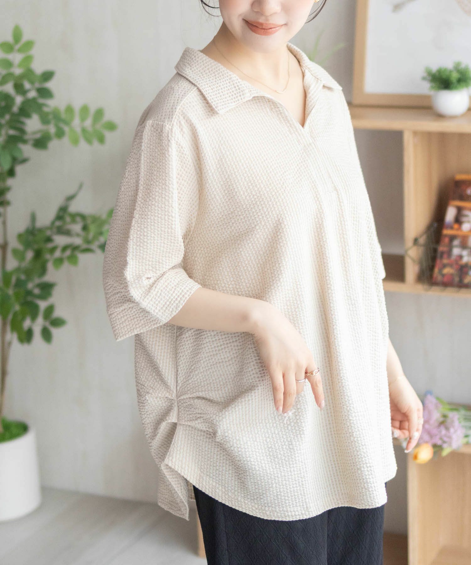 nAvy 襟付きスキッパープルオーバー レディース商品画像-16