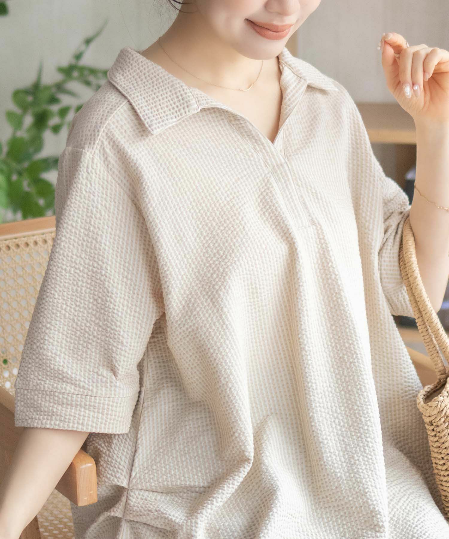 nAvy 襟付きスキッパープルオーバー レディース