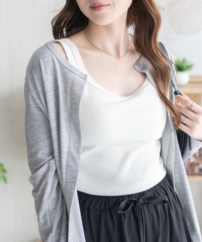 nAvy ハピ楽 カップ付きリブスクエアタンクトップ レディース