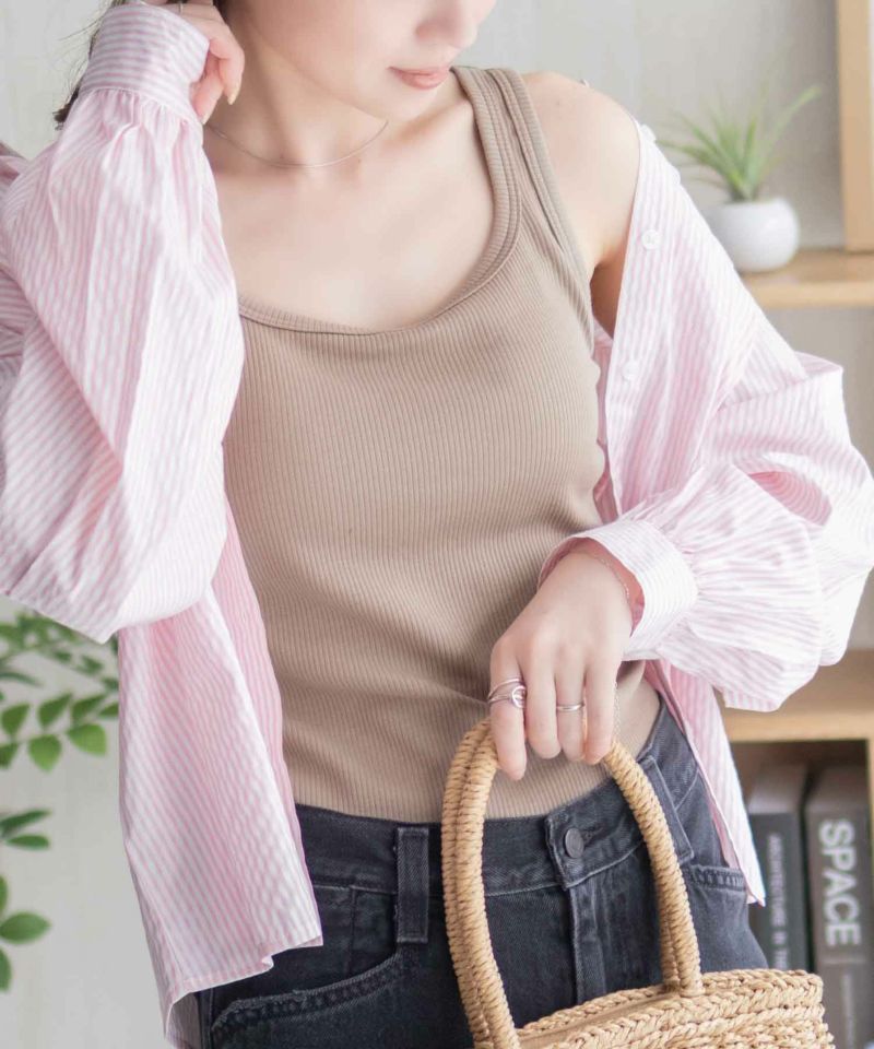 nAvy ハピ楽 カップ付きリブスクエアタンクトップ レディース商品画像-3