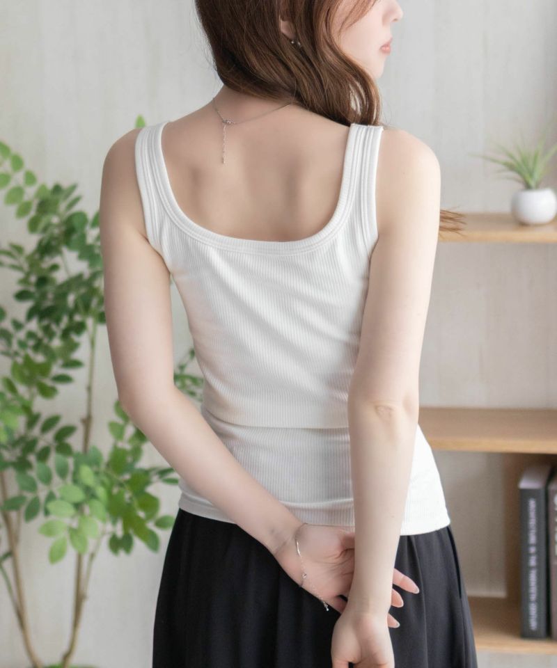 nAvy ハピ楽 カップ付きリブスクエアタンクトップ レディース商品画像-9