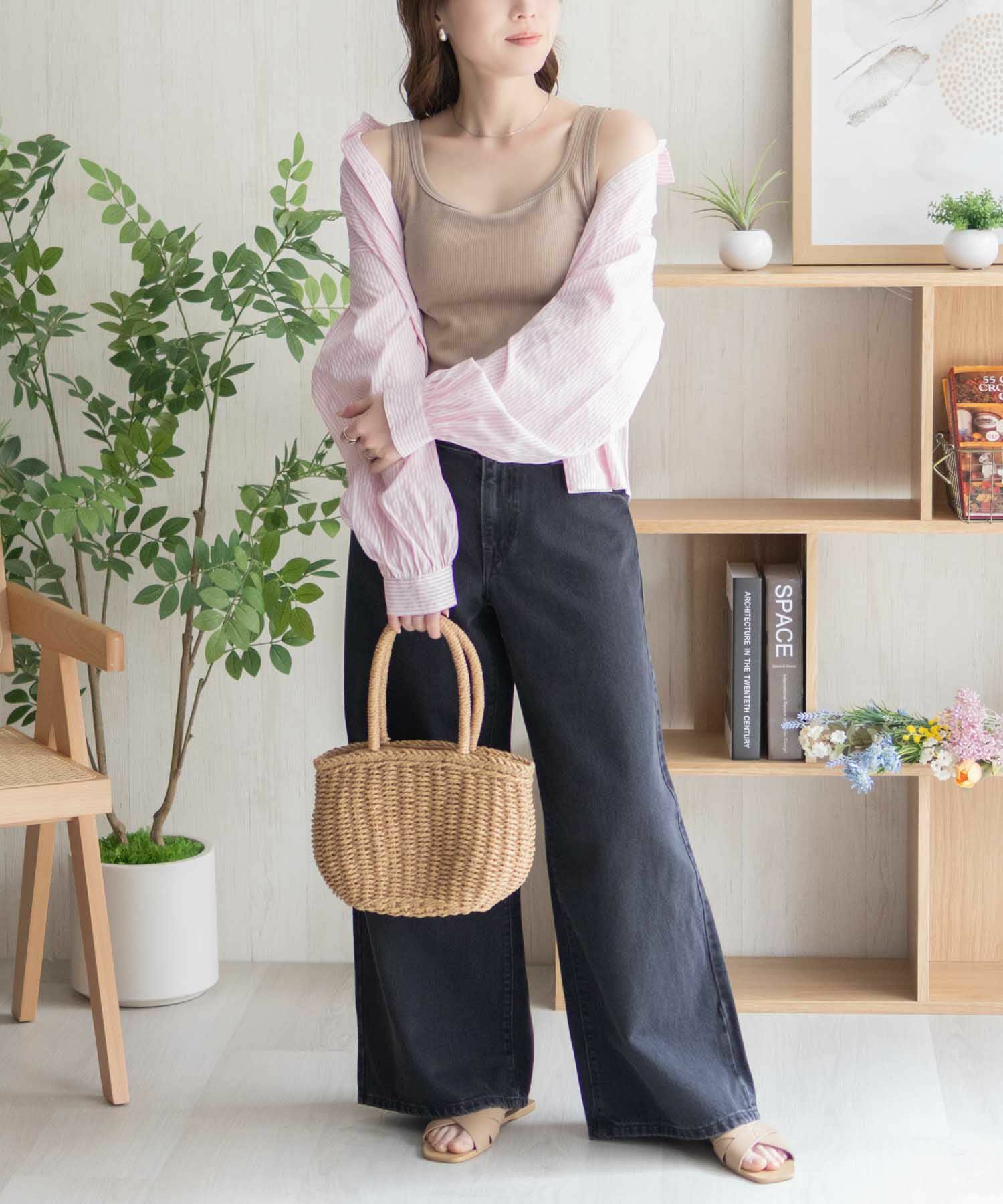 nAvy ハピ楽 カップ付きリブスクエアタンクトップ レディース