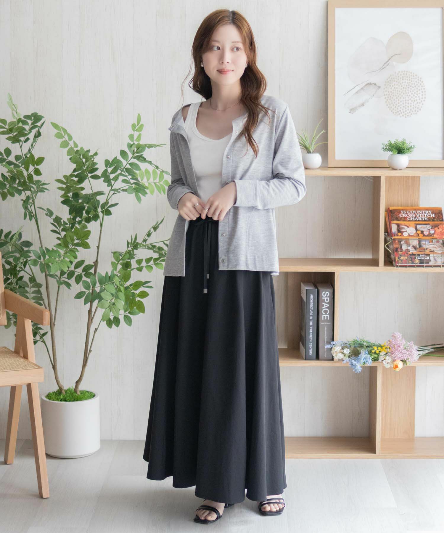 nAvy ハピ楽 カップ付きリブスクエアタンクトップ レディース