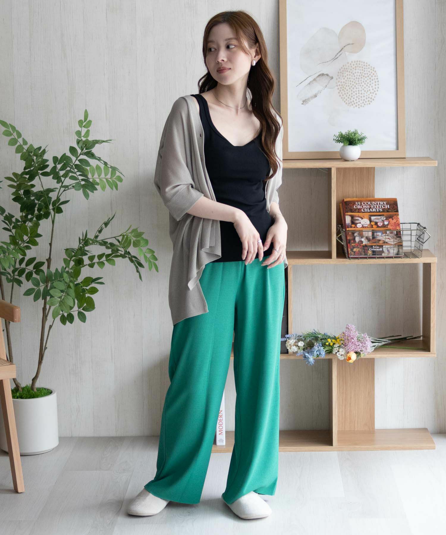 nAvy ハピ楽 カップ付きリブスクエアタンクトップ レディース