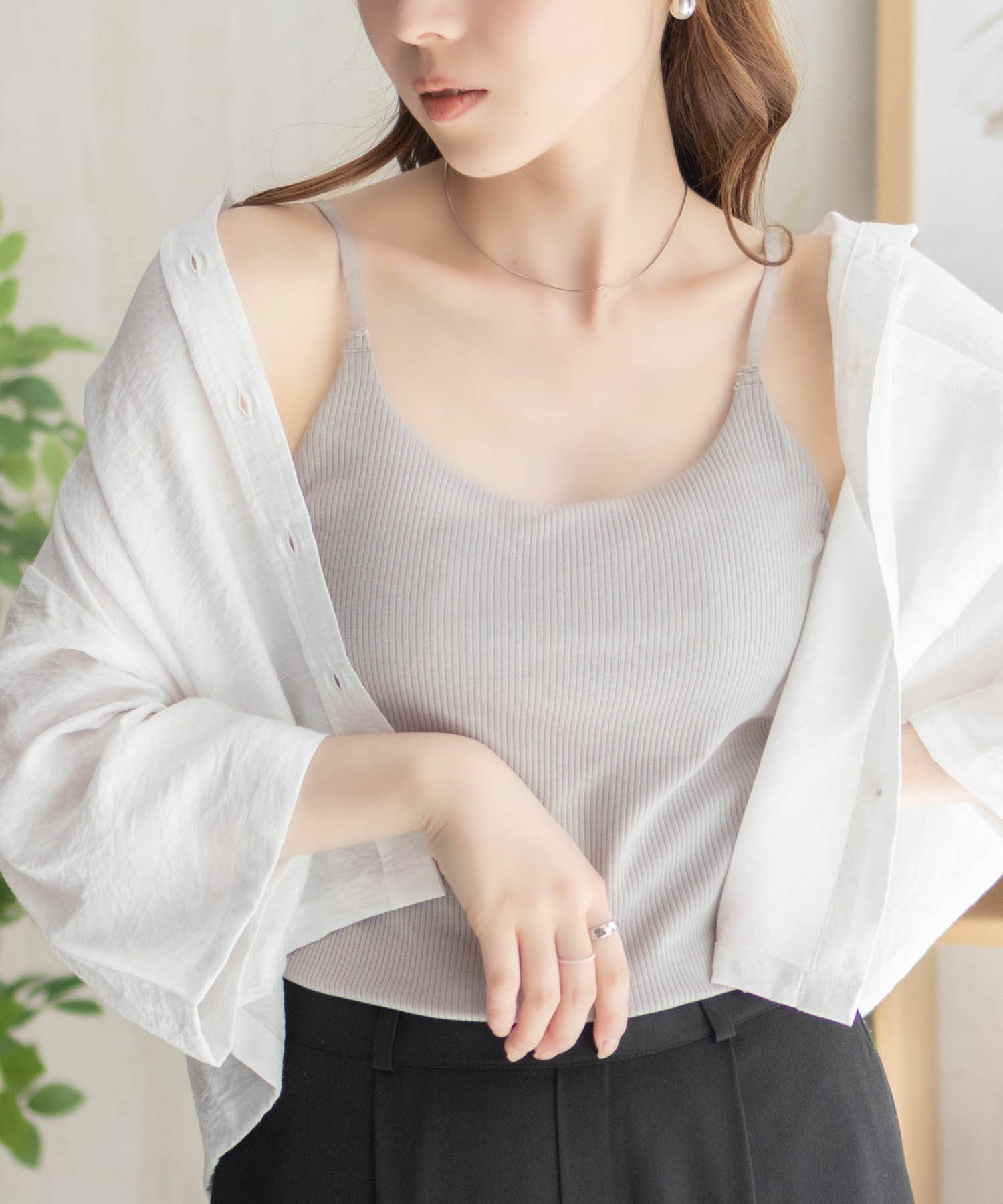 nAvy ハピ楽 カップ付きリブキャミソール レディース商品画像-3