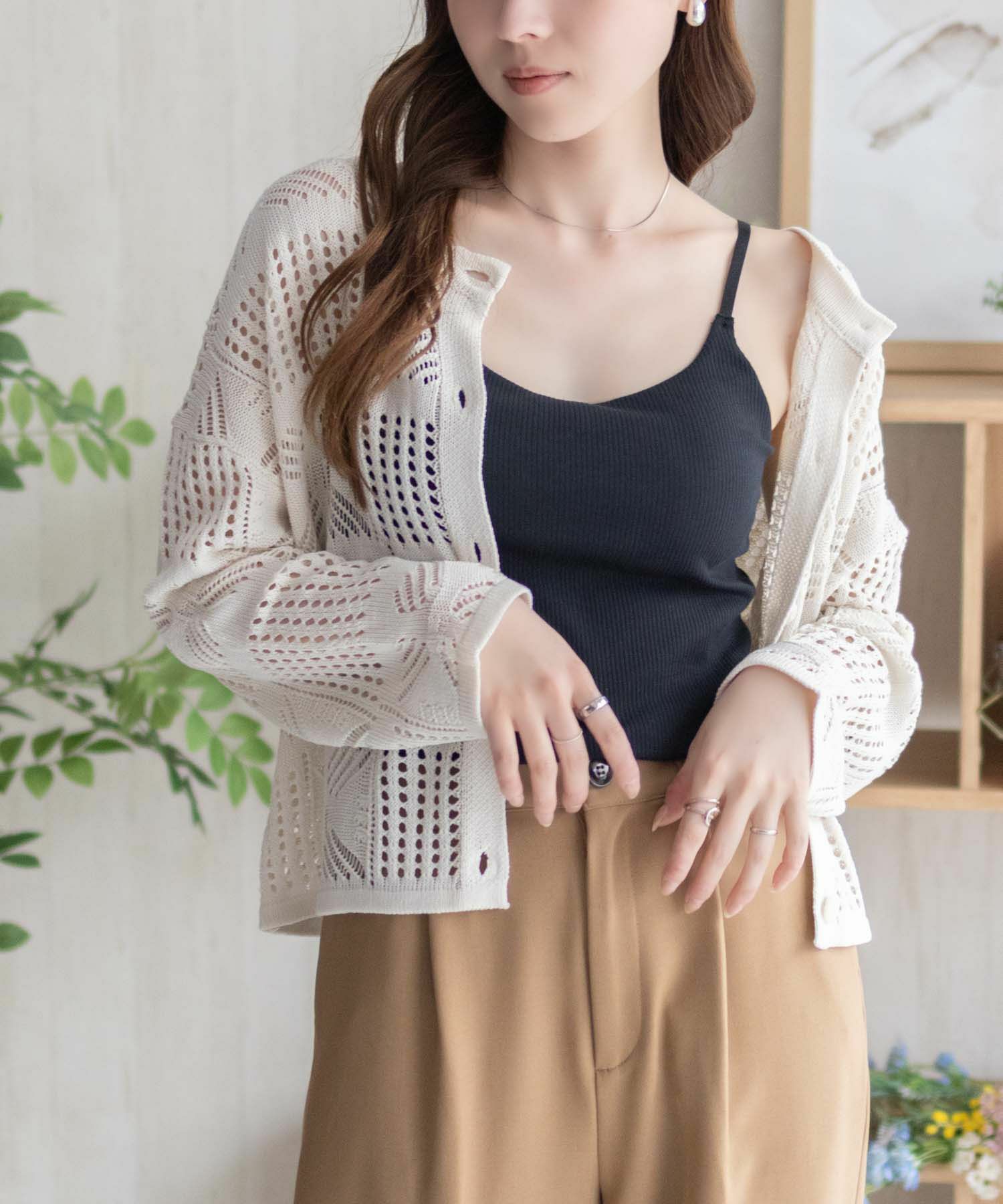 nAvy ハピ楽 カップ付きリブキャミソール レディース