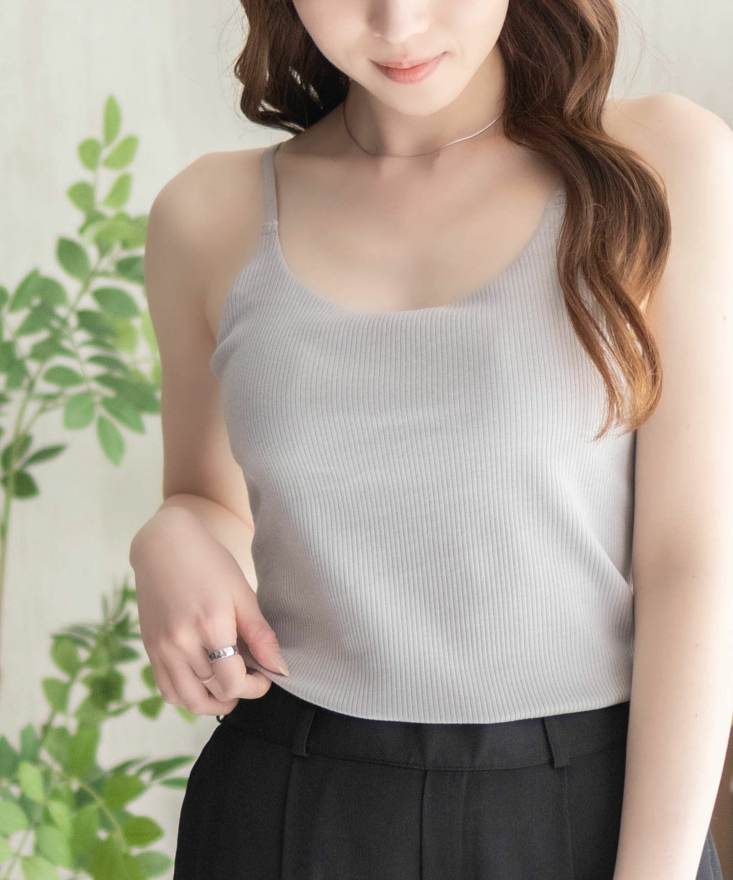 nAvy ハピ楽 カップ付きリブキャミソール レディース