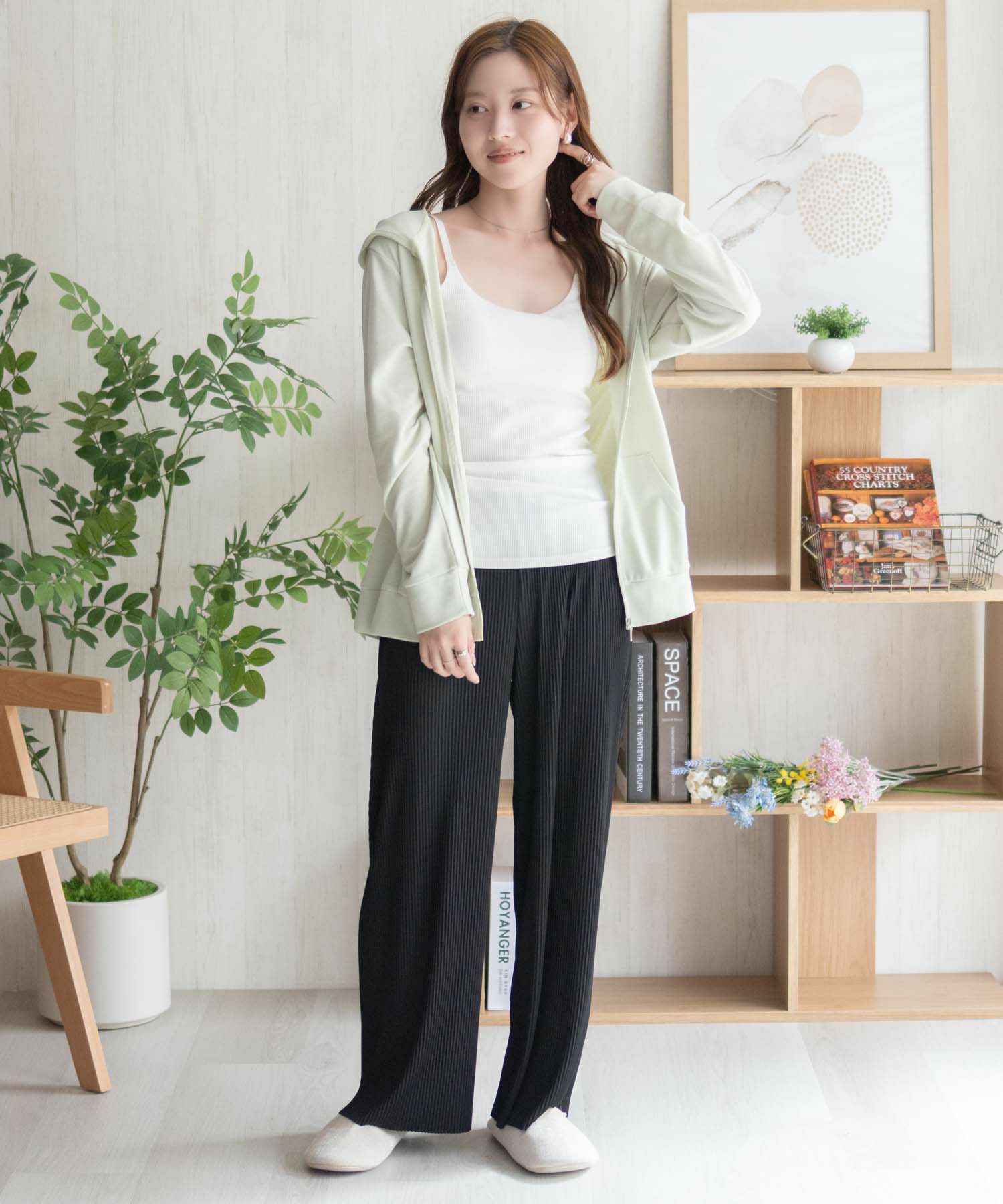 nAvy ハピ楽 カップ付きリブキャミソール レディース商品画像-35