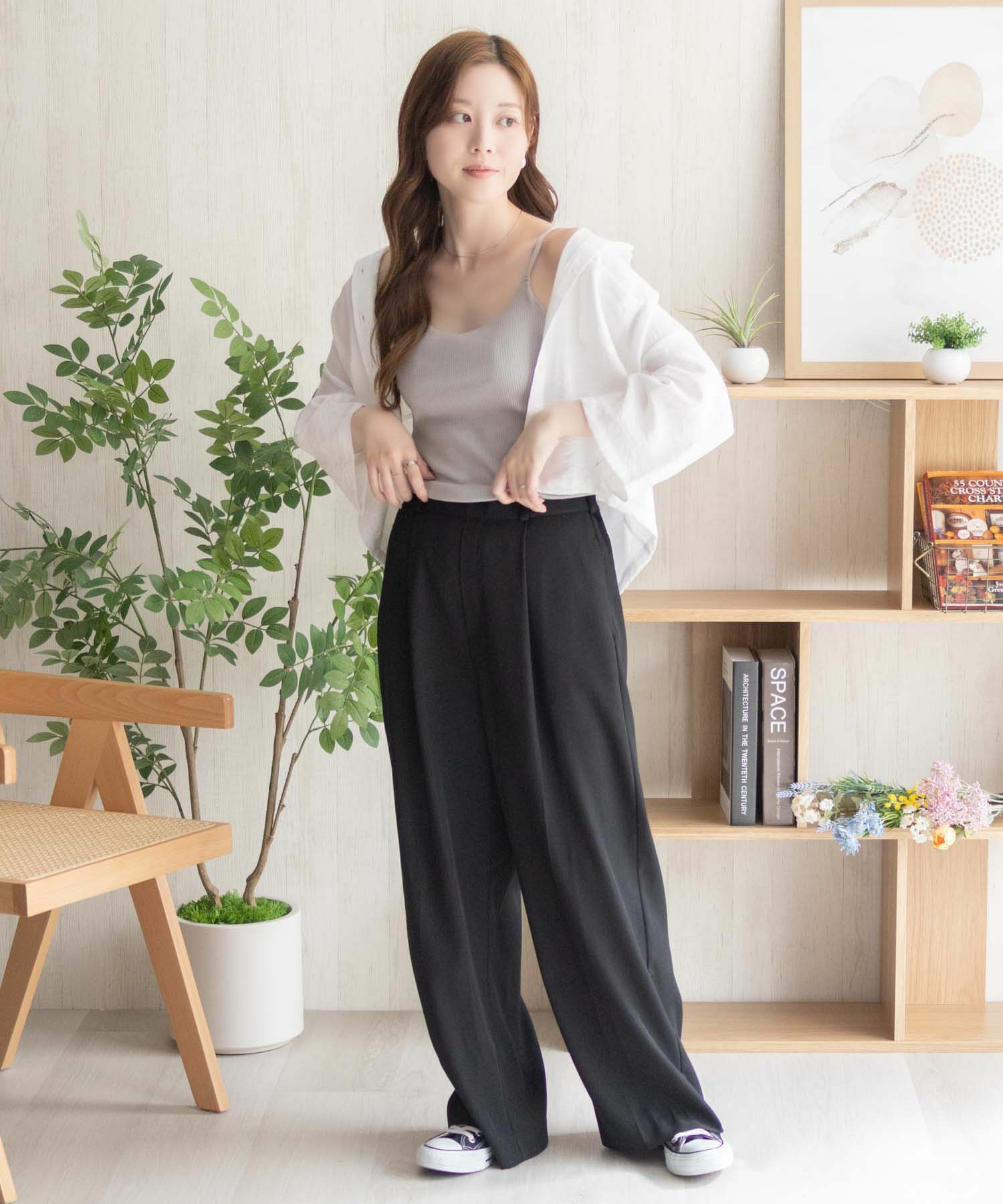 nAvy ハピ楽 カップ付きリブキャミソール レディース