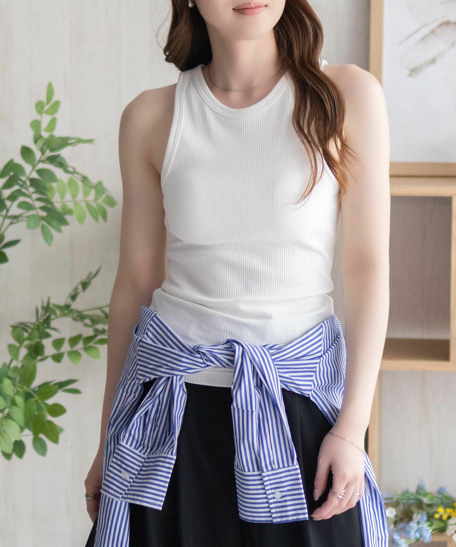 nAvy ハピ楽 カップ付きリブアメスリタンクトップ レディース