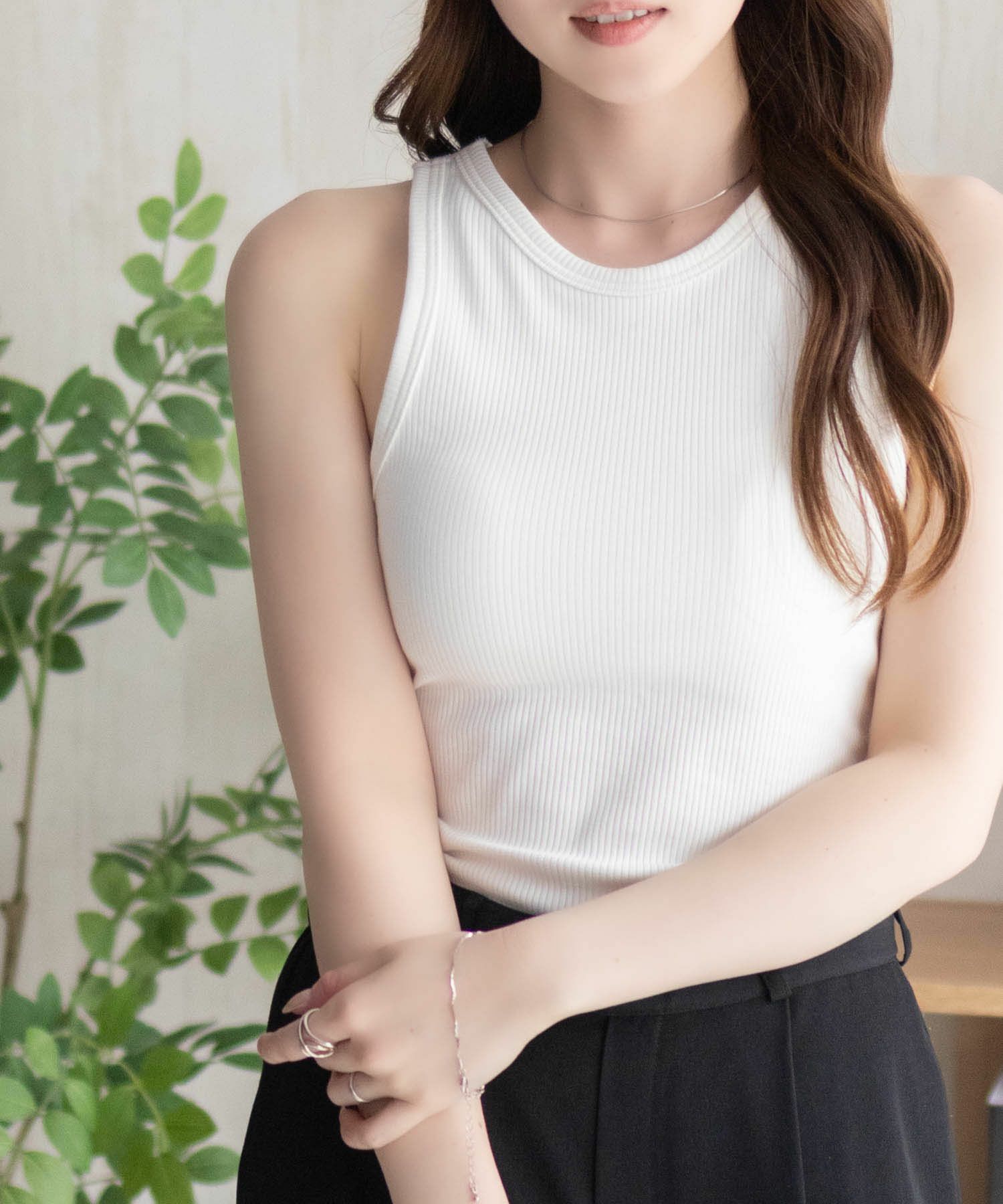 nAvy ハピ楽 カップ付きリブアメスリタンクトップ レディース