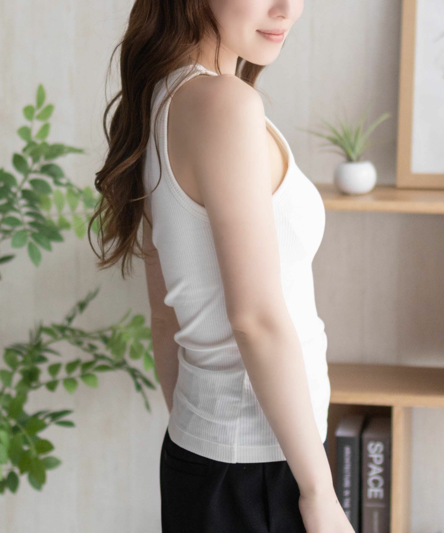 nAvy ハピ楽 カップ付きリブアメスリタンクトップ レディース商品画像-8