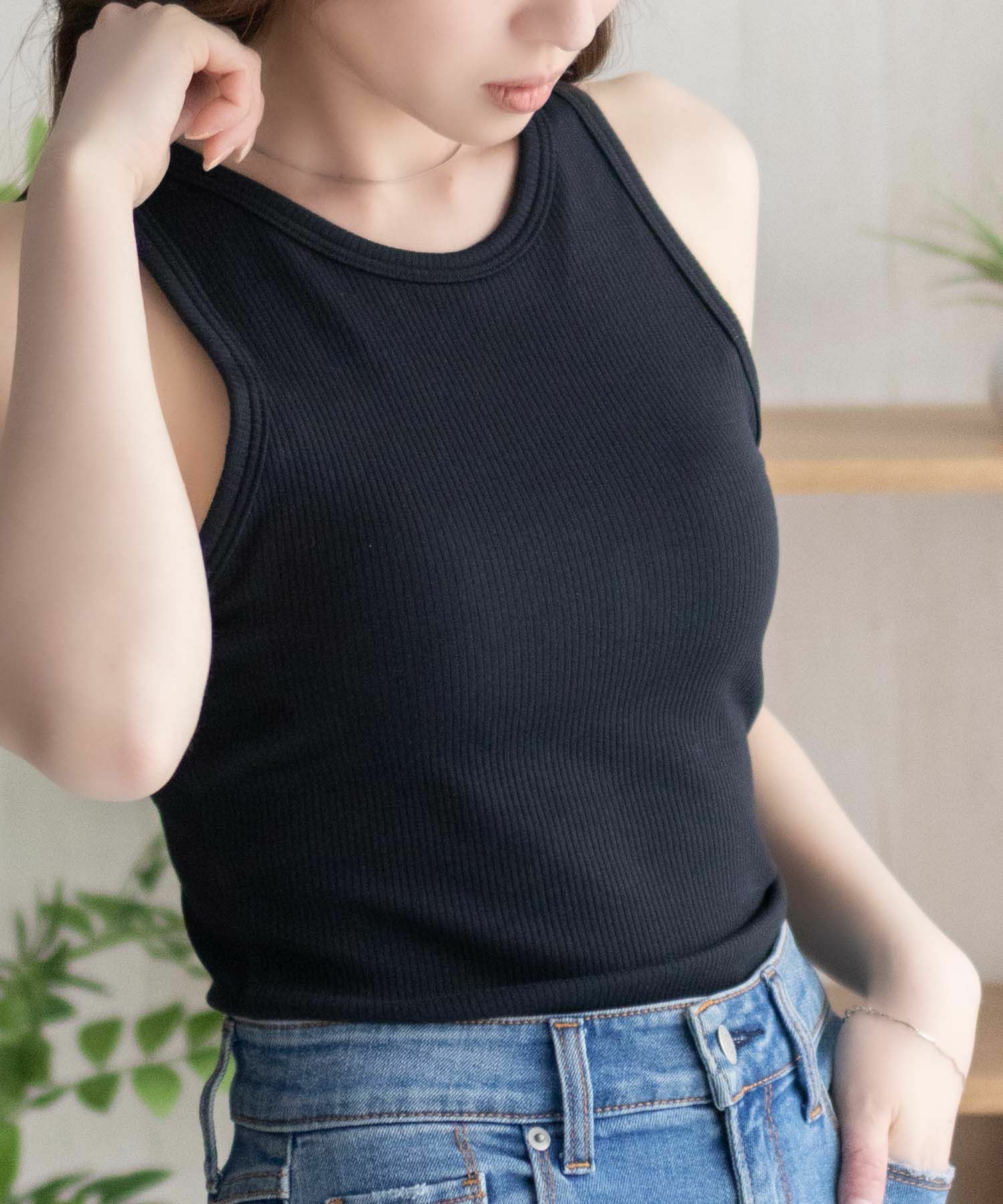 nAvy ハピ楽 カップ付きリブアメスリタンクトップ レディース