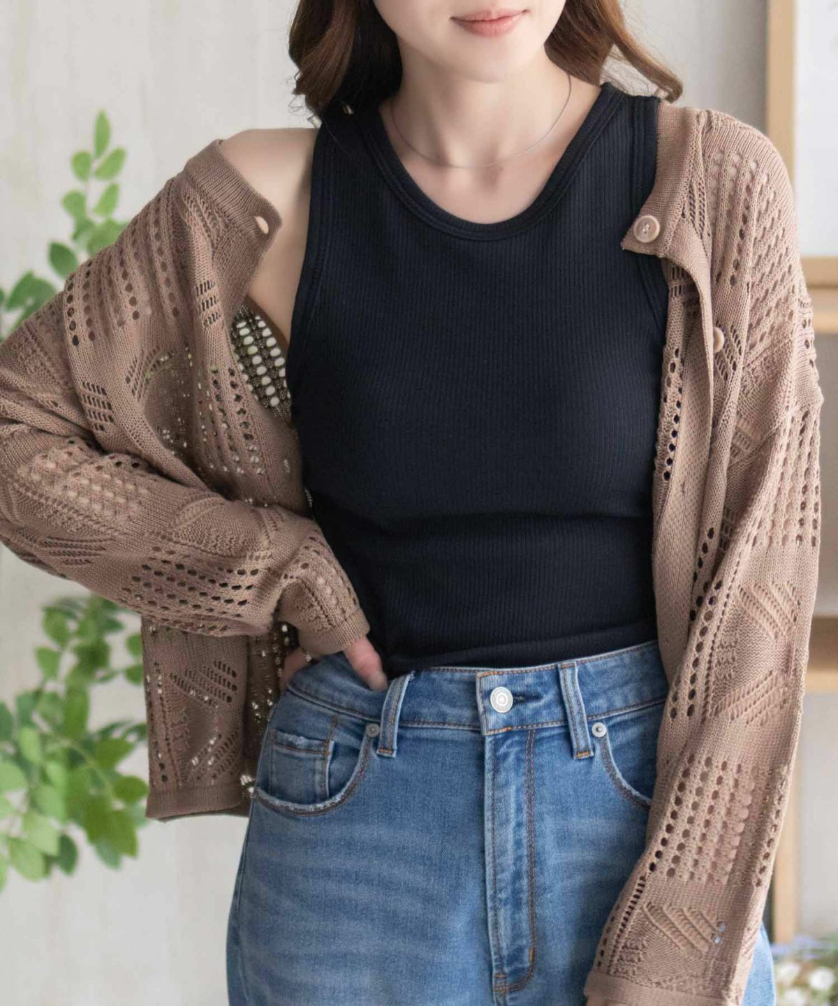 nAvy ハピ楽 カップ付きリブアメスリタンクトップ レディース