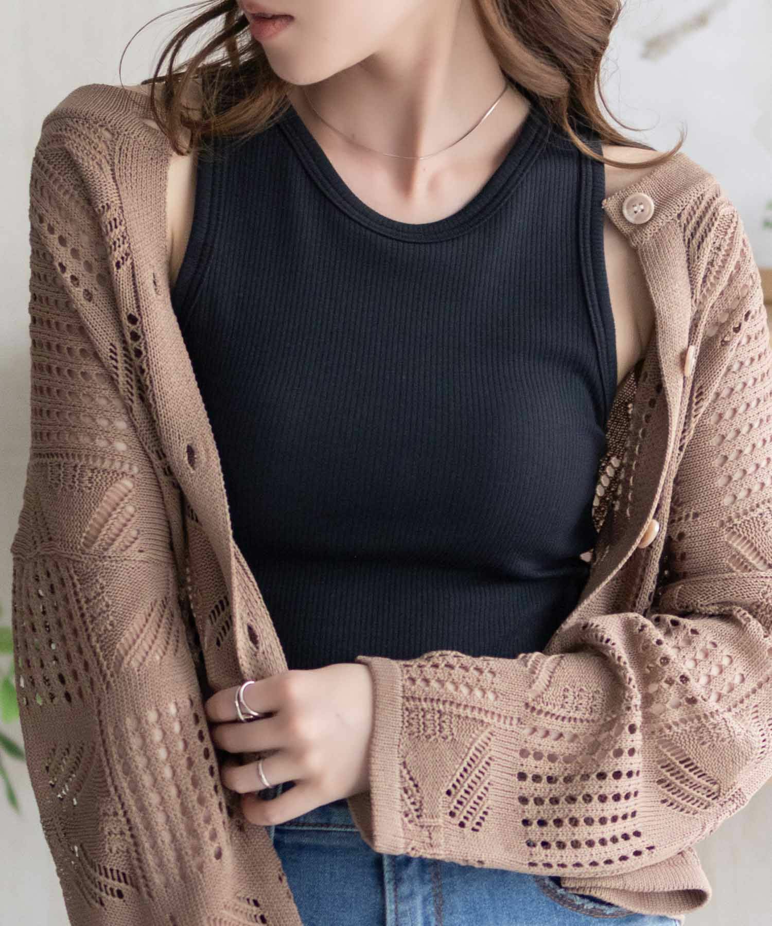 nAvy ハピ楽 カップ付きリブアメスリタンクトップ レディース商品画像-14