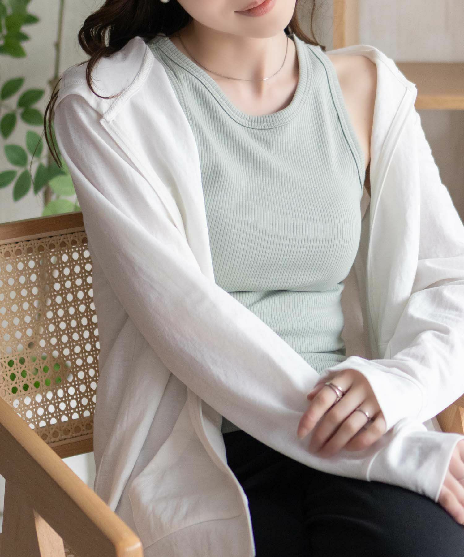 nAvy ハピ楽 カップ付きリブアメスリタンクトップ レディース商品画像-18