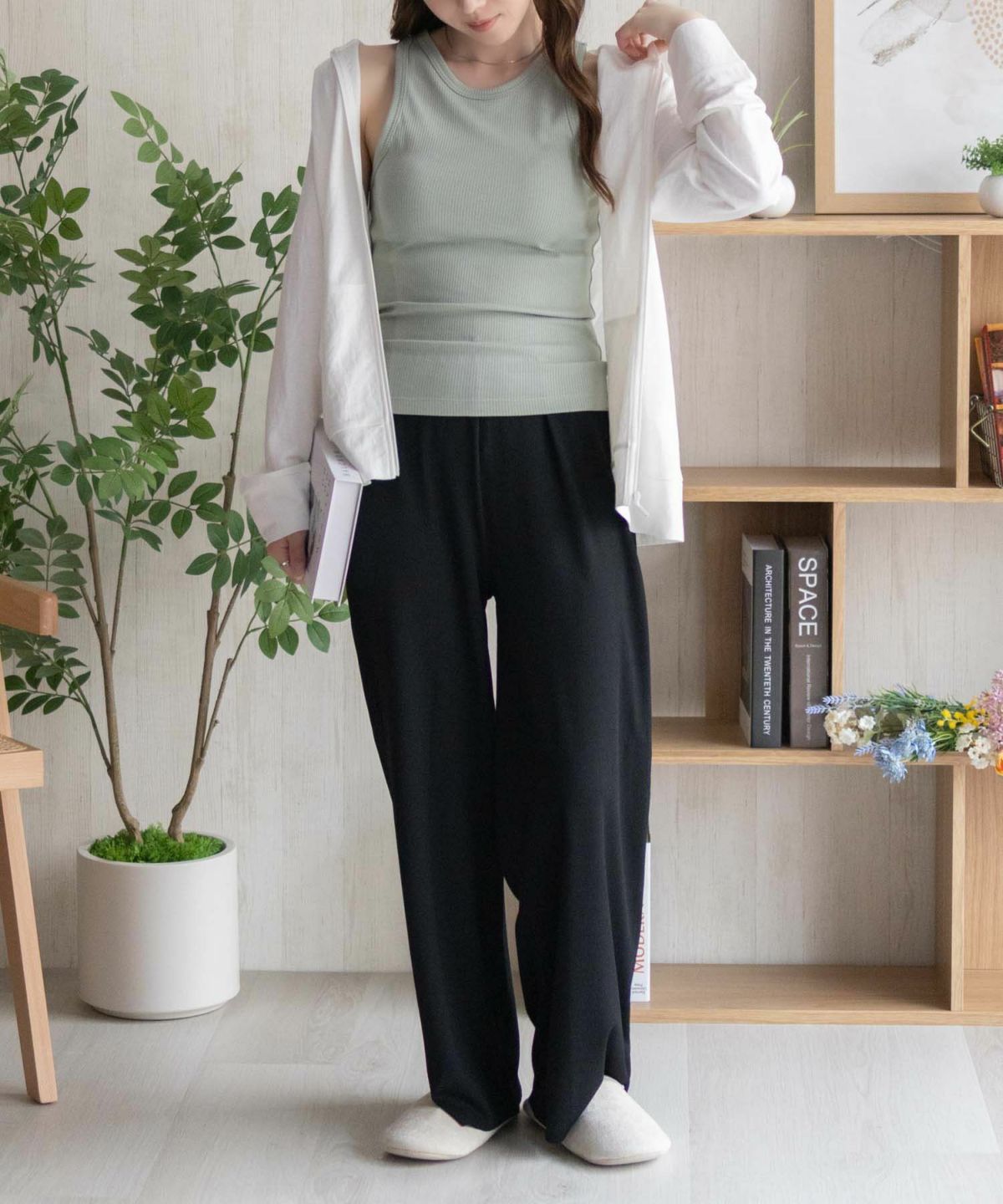 nAvy ハピ楽 カップ付きリブアメスリタンクトップ レディース