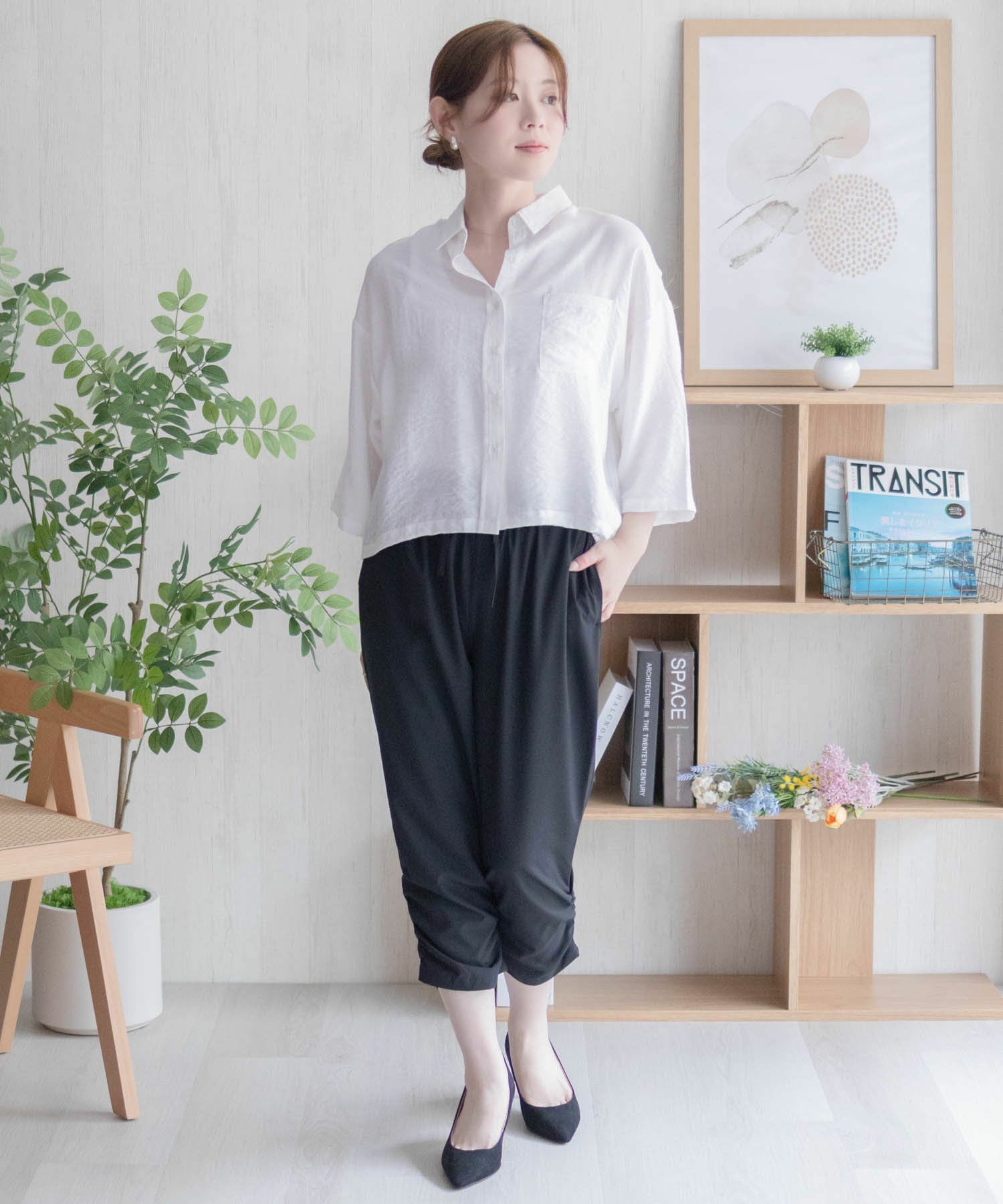 nAvy SARARI  裾シャーリング7分丈パンツ レディース商品画像-33