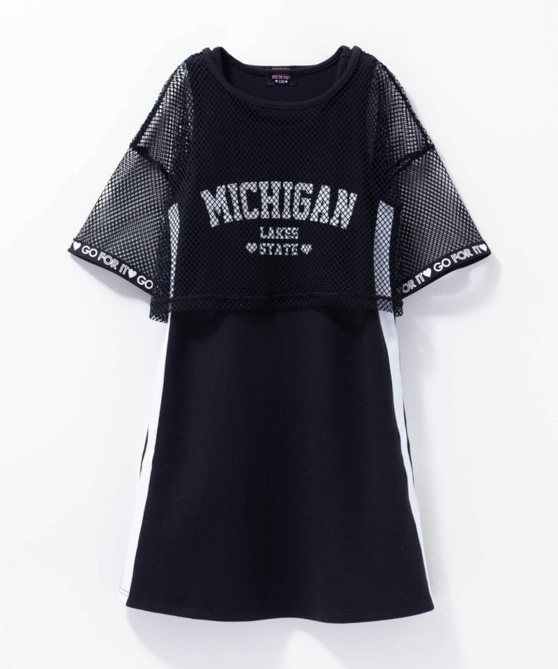 RICH MIX  ポンチ素材 メッシュアンサンブルワンピース キッズ商品画像-1