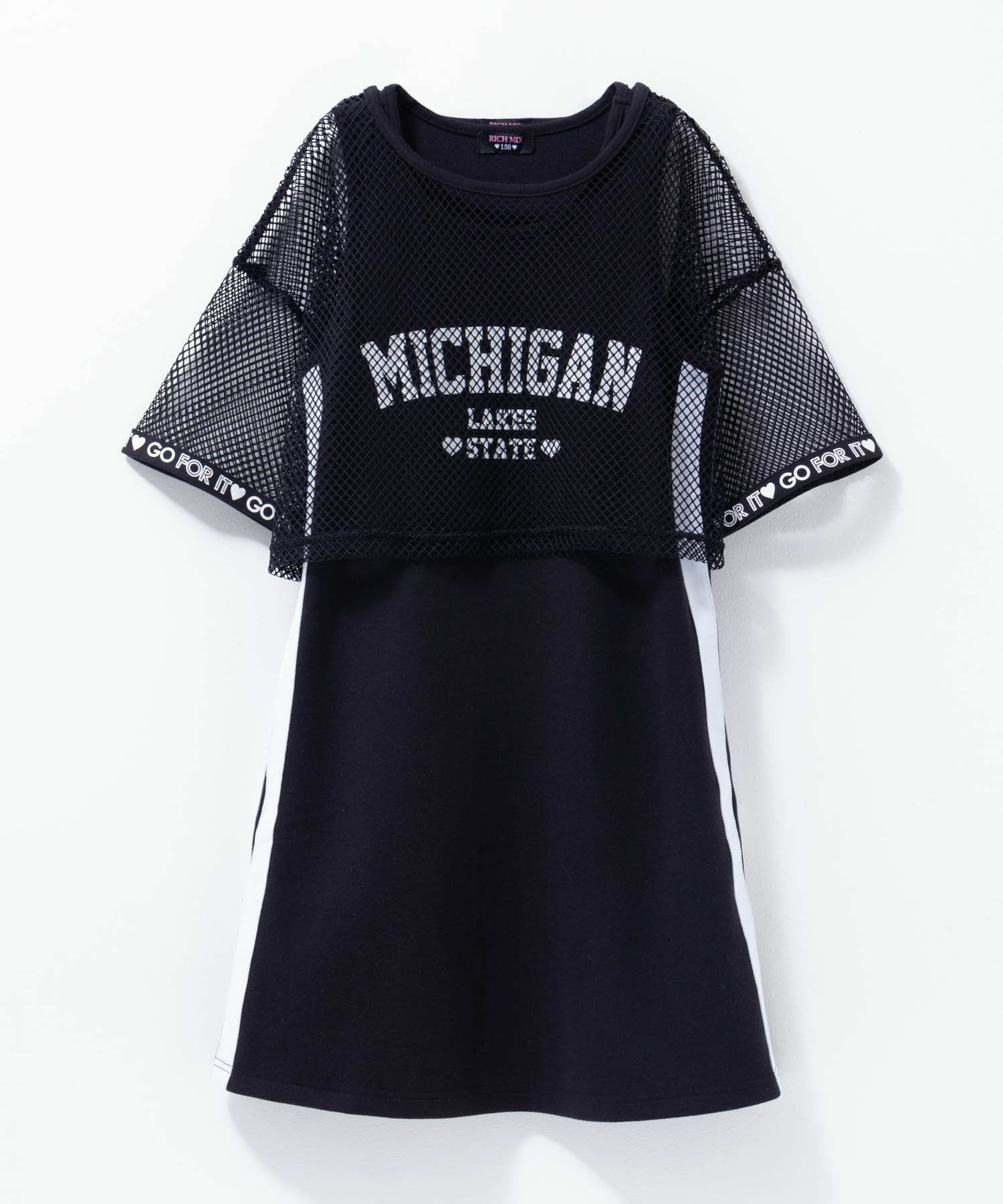 RICH MIX  ポンチ素材 メッシュアンサンブルワンピース キッズ商品サムネイル-1