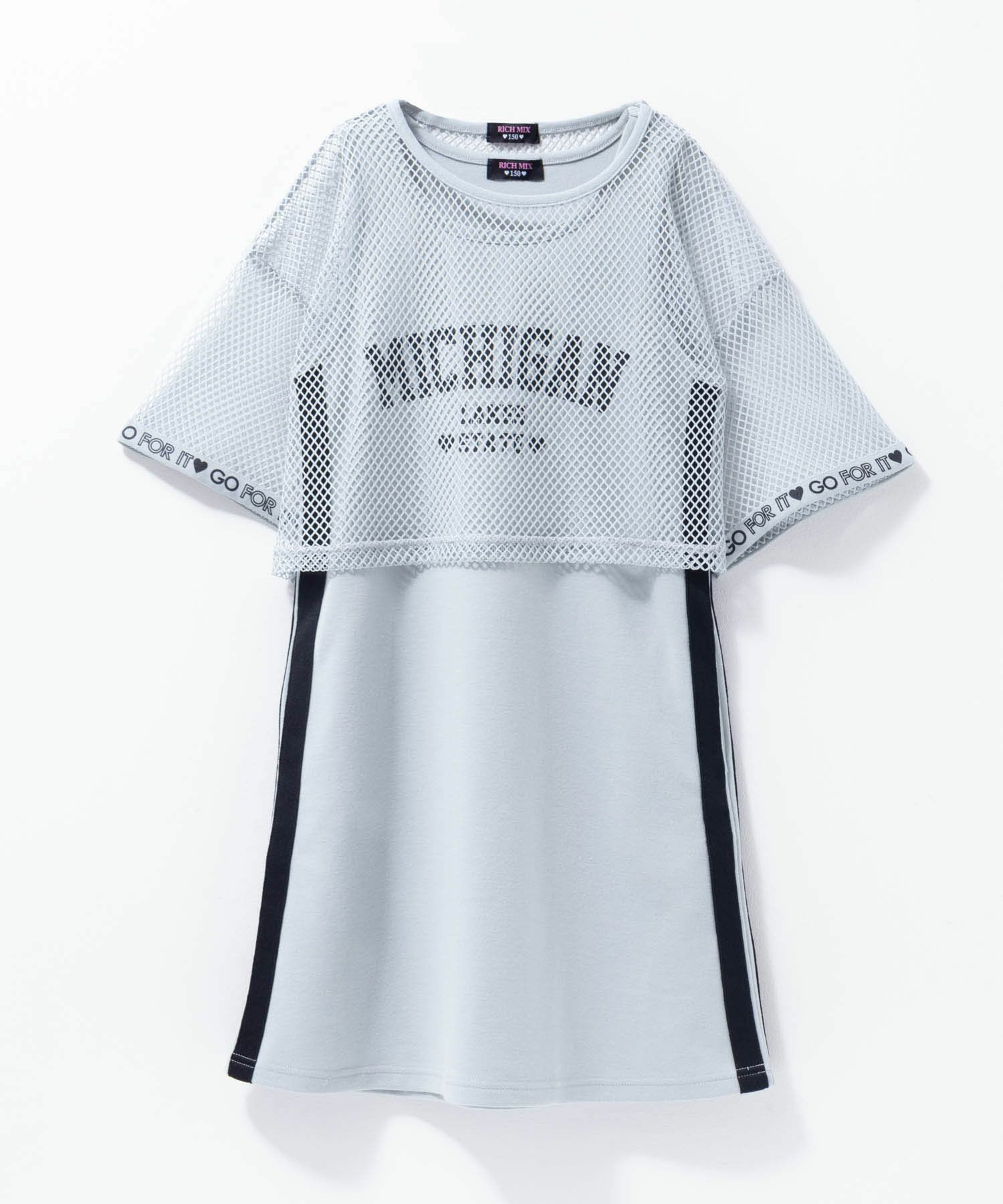 RICH MIX  ポンチ素材 メッシュアンサンブルワンピース キッズ商品サムネイル-3