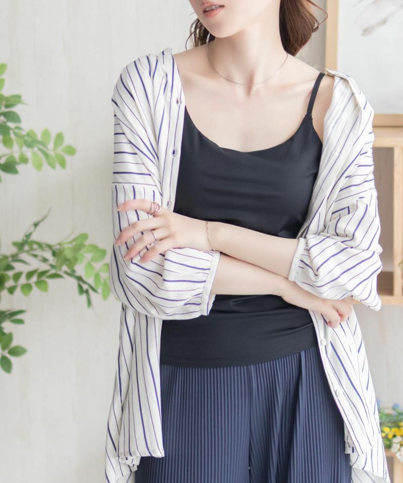 nAvy  ハピ楽 カップ付きナイロンベア天スクエアキャミソール レディース商品画像-2