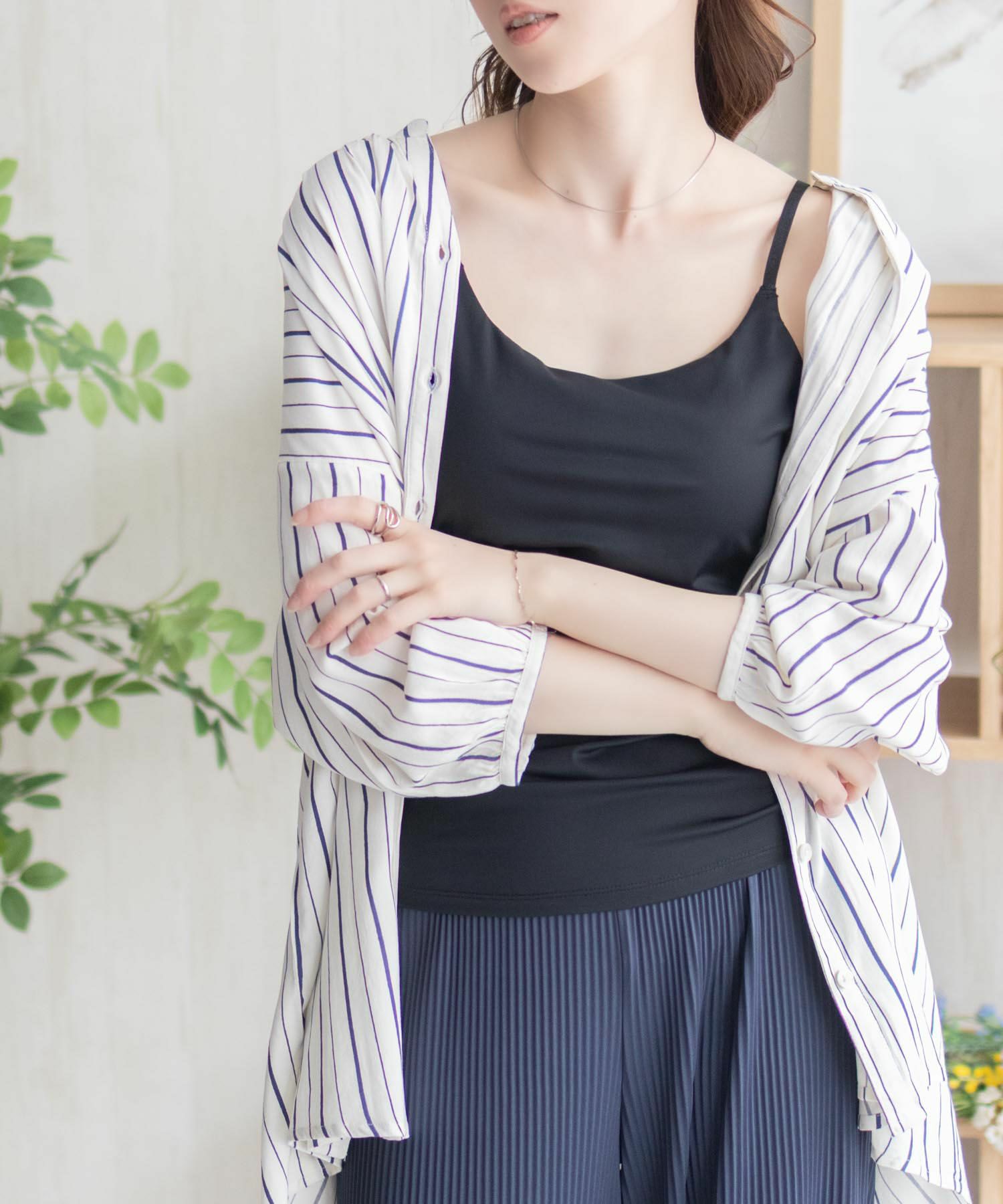 nAvy ハピ楽 カップ付きナイロンベア天スクエアキャミソール レディース