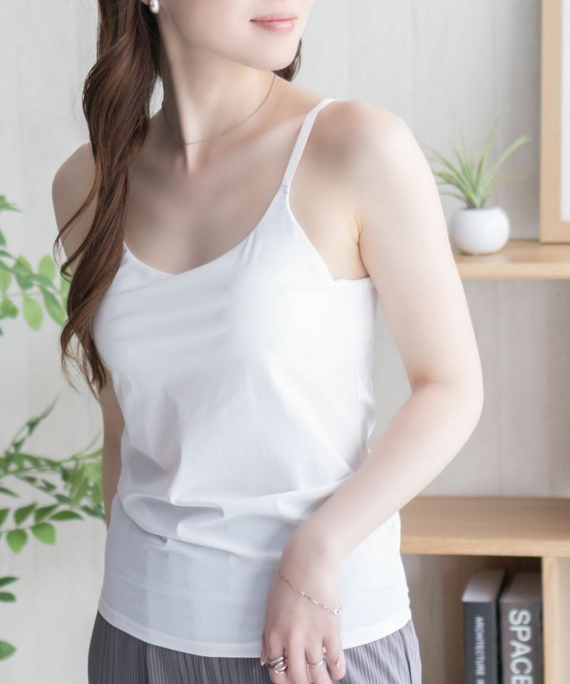 nAvy ハピ楽 カップ付きナイロンベア天スクエアキャミソール レディース商品画像-5