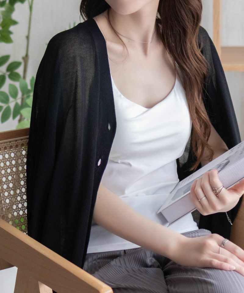 nAvy ハピ楽 カップ付きナイロンベア天スクエアキャミソール レディース商品画像-6