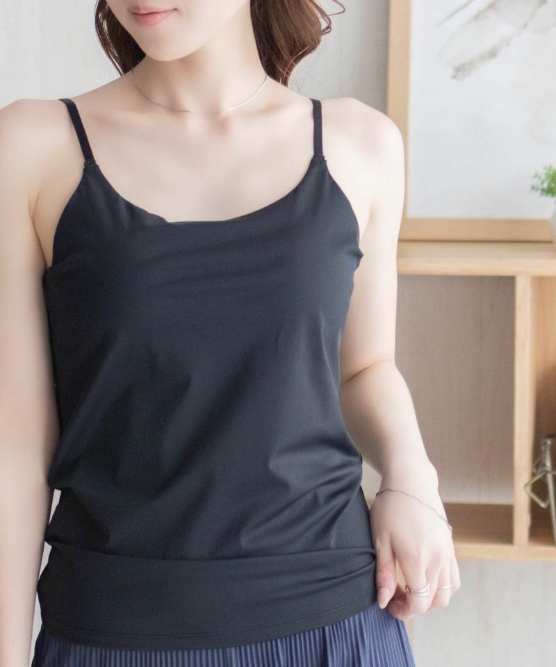 nAvy  ハピ楽 カップ付きナイロンベア天スクエアキャミソール レディース商品画像-12