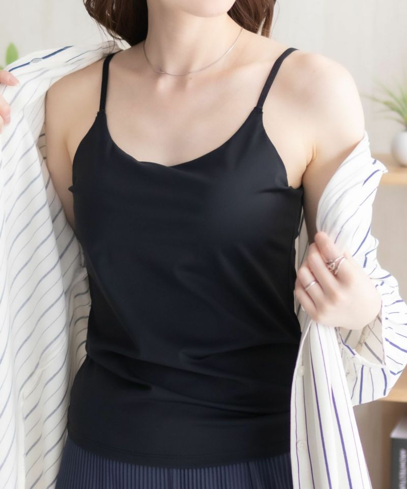 nAvy  ハピ楽 カップ付きナイロンベア天スクエアキャミソール レディース商品画像-16