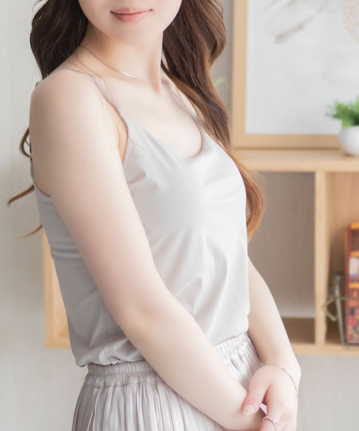 nAvy ハピ楽 カップ付きナイロンベア天スクエアキャミソール レディース