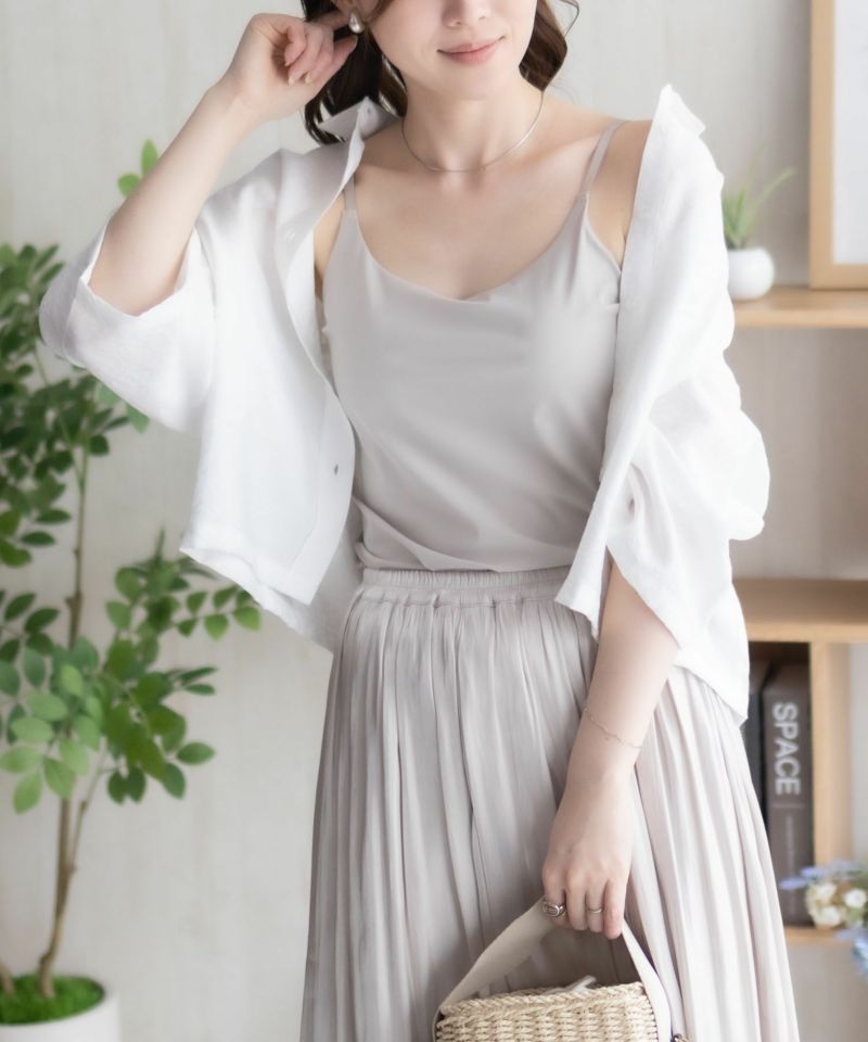 nAvy  ハピ楽 カップ付きナイロンベア天スクエアキャミソール レディース商品画像-22