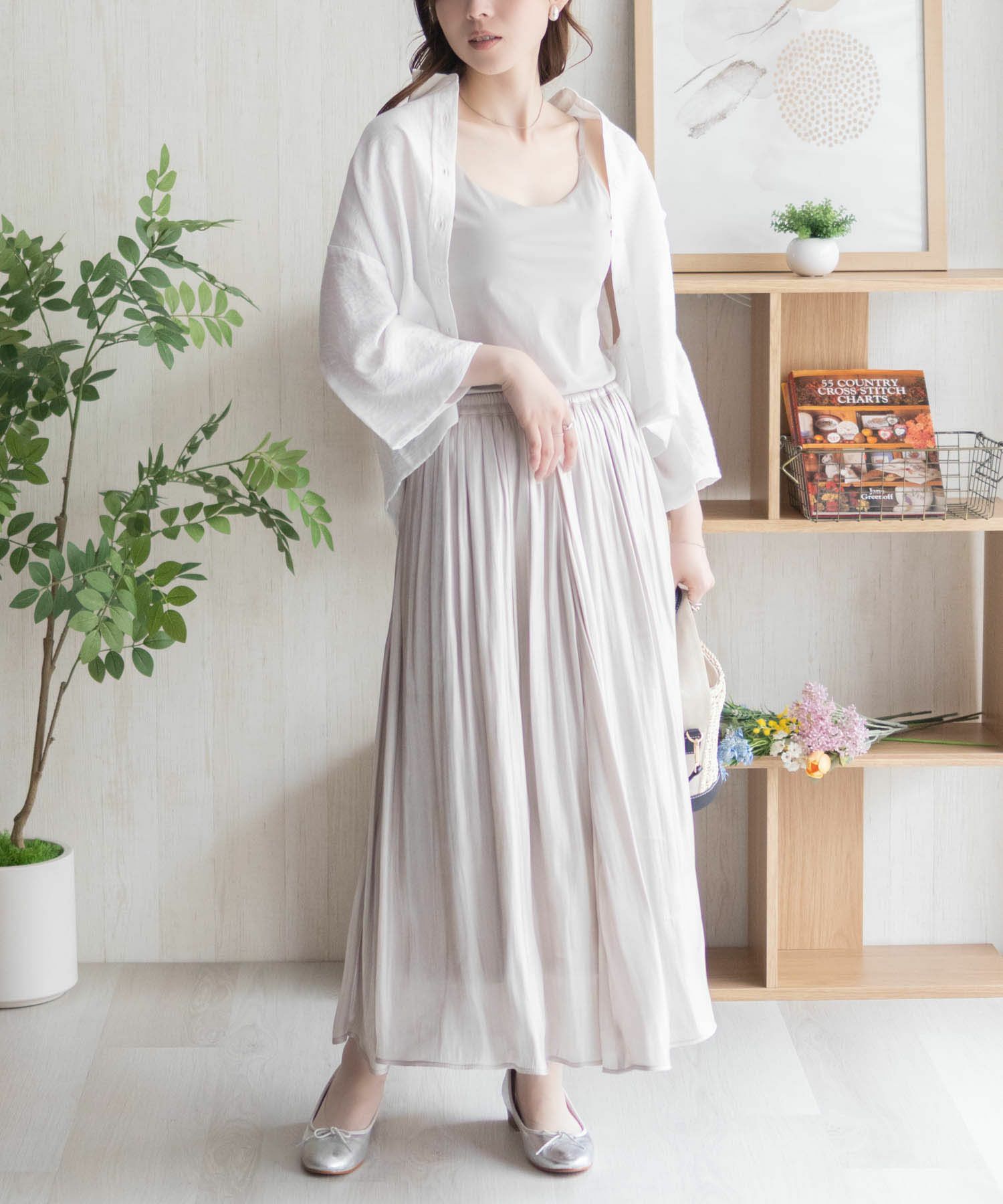 nAvy ハピ楽 カップ付きナイロンベア天スクエアキャミソール レディース