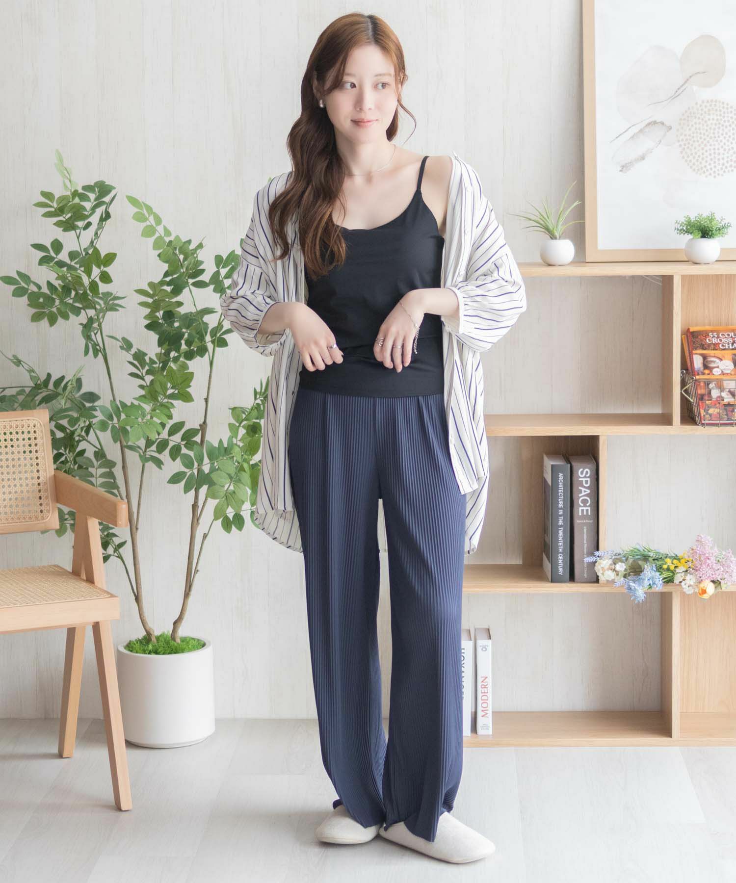 nAvy  ハピ楽 カップ付きナイロンベア天スクエアキャミソール レディース商品画像-39