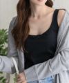 nAvy ハピ楽 カップ付きナイロンベア天スクエアタンクトップ レディース