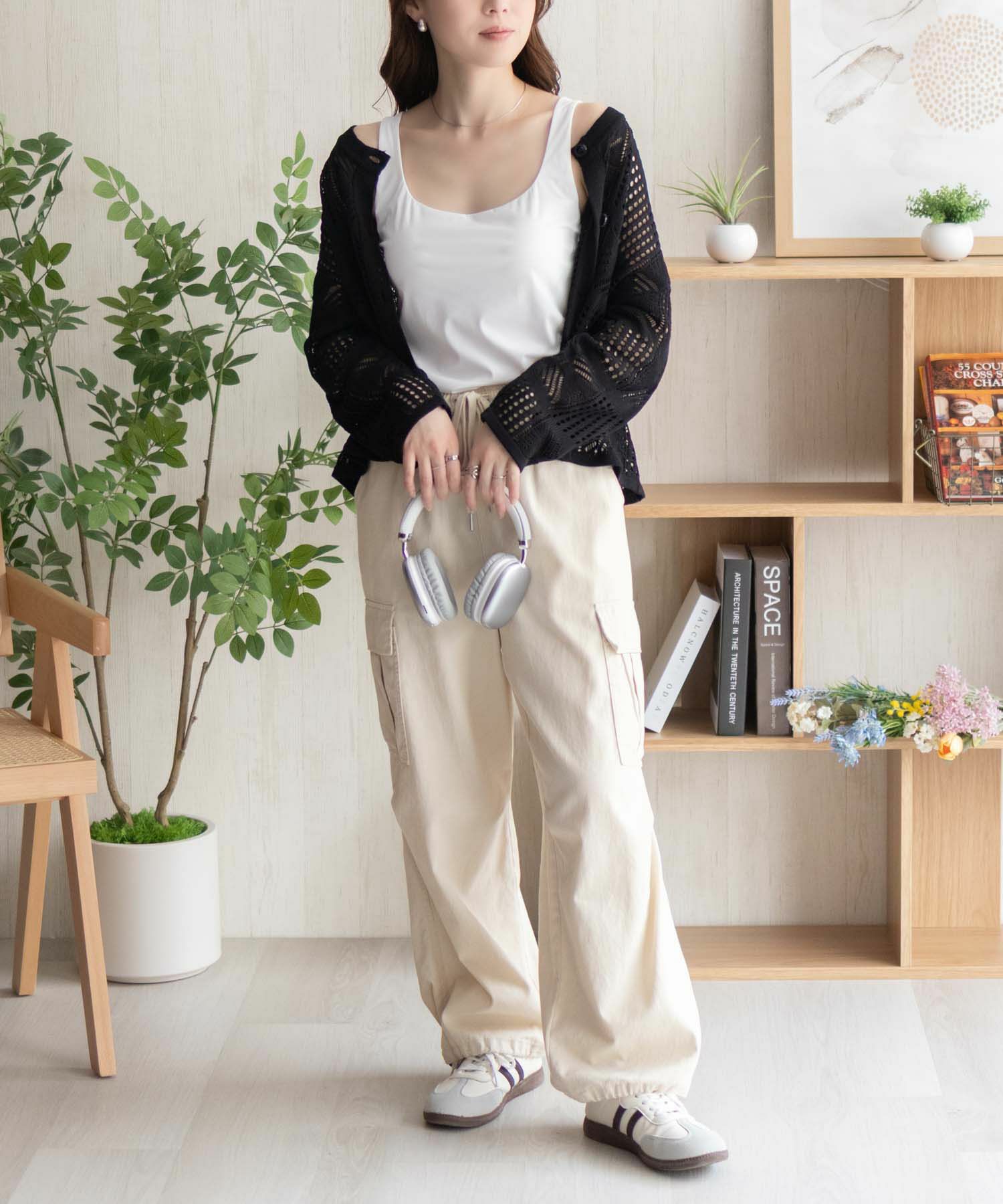 nAvy ハピ楽 カップ付きナイロンベア天スクエアタンクトップ レディース商品画像-10