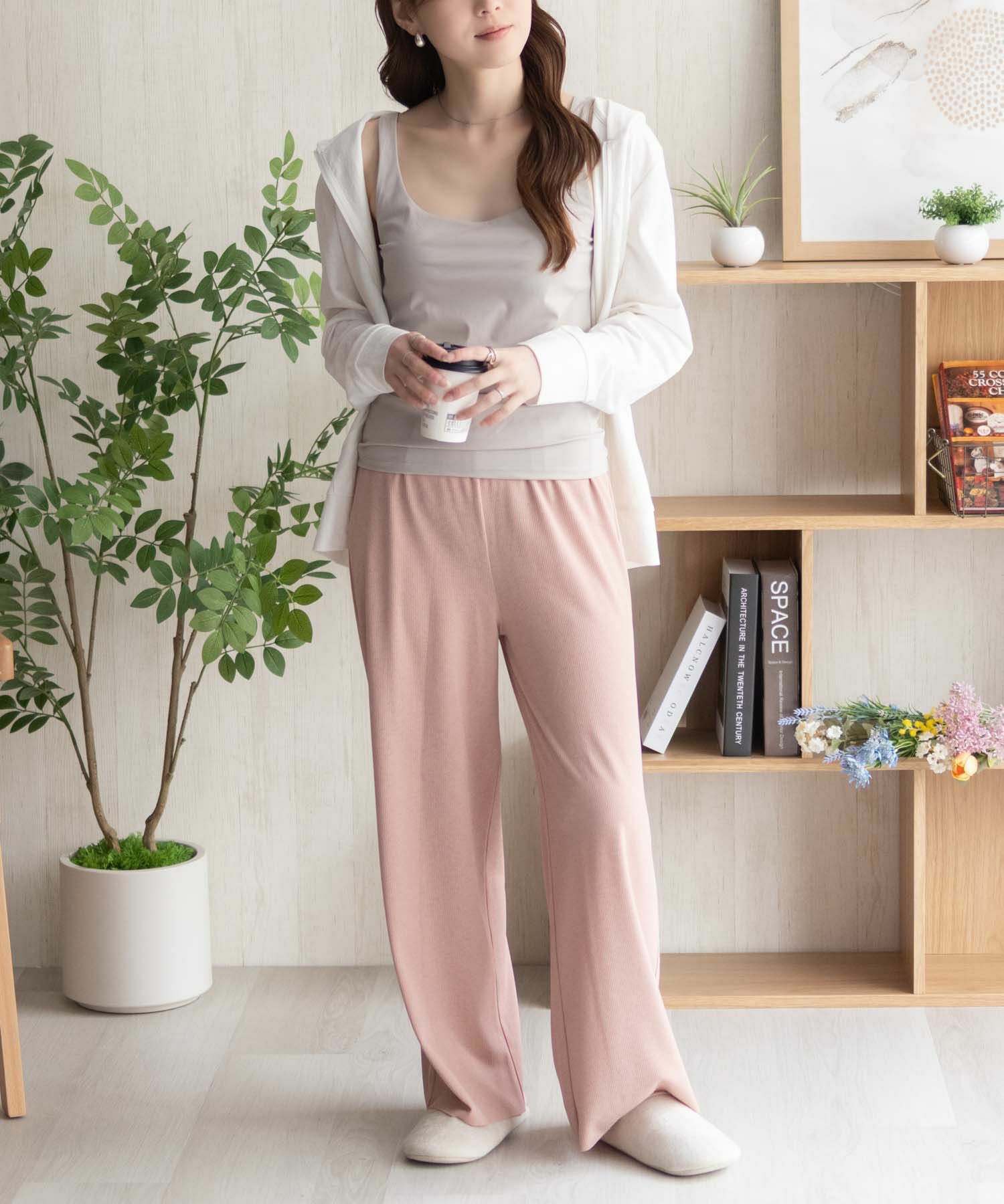 nAvy  ハピ楽 カップ付きナイロンベア天スクエアタンクトップ レディース商品画像-20