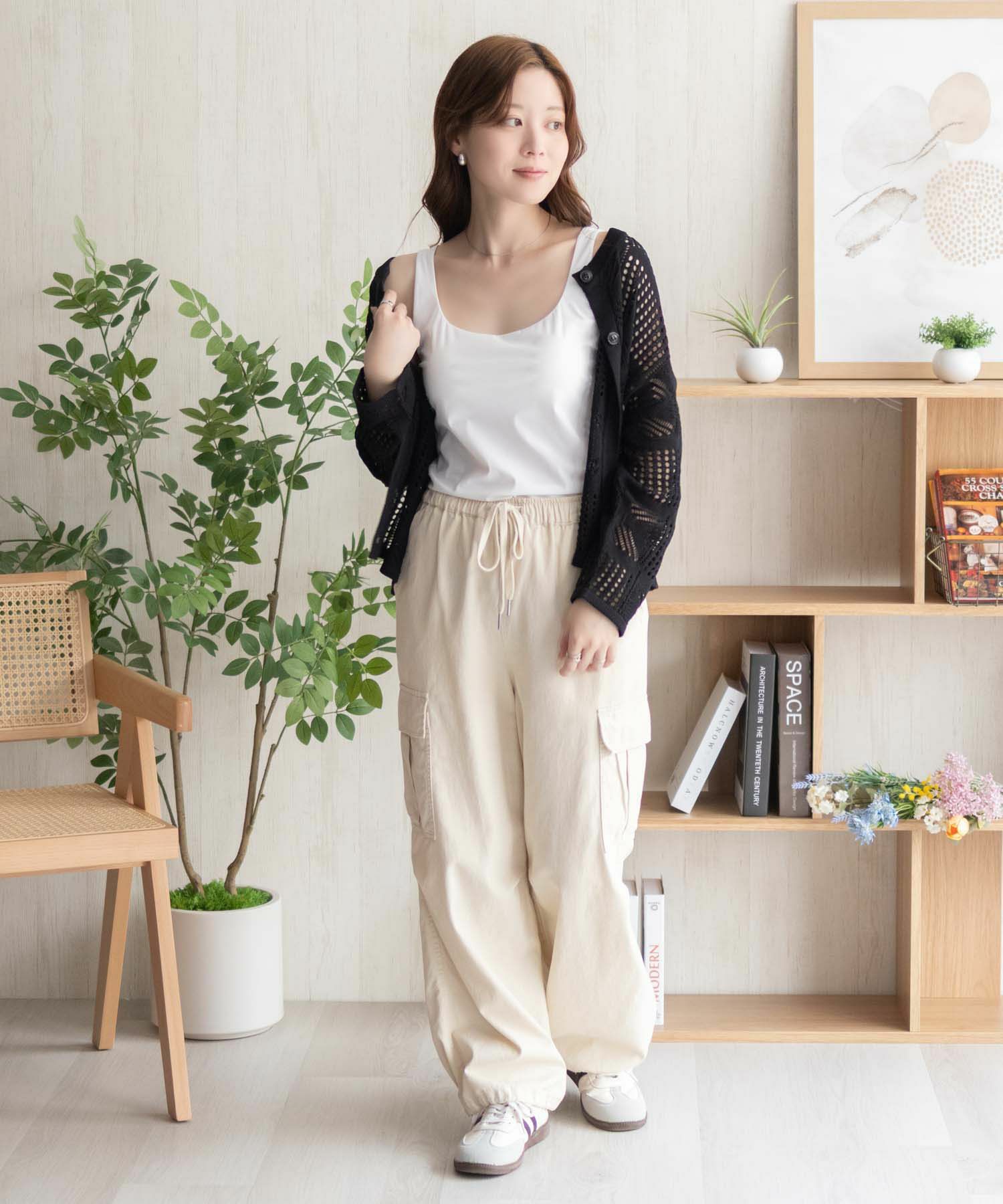 nAvy  ハピ楽 カップ付きナイロンベア天スクエアタンクトップ レディース商品画像-36