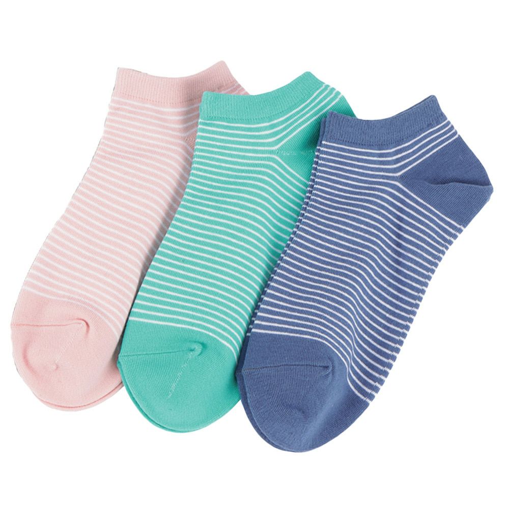 NAVY アンクルソックス 細ボーダー レディース