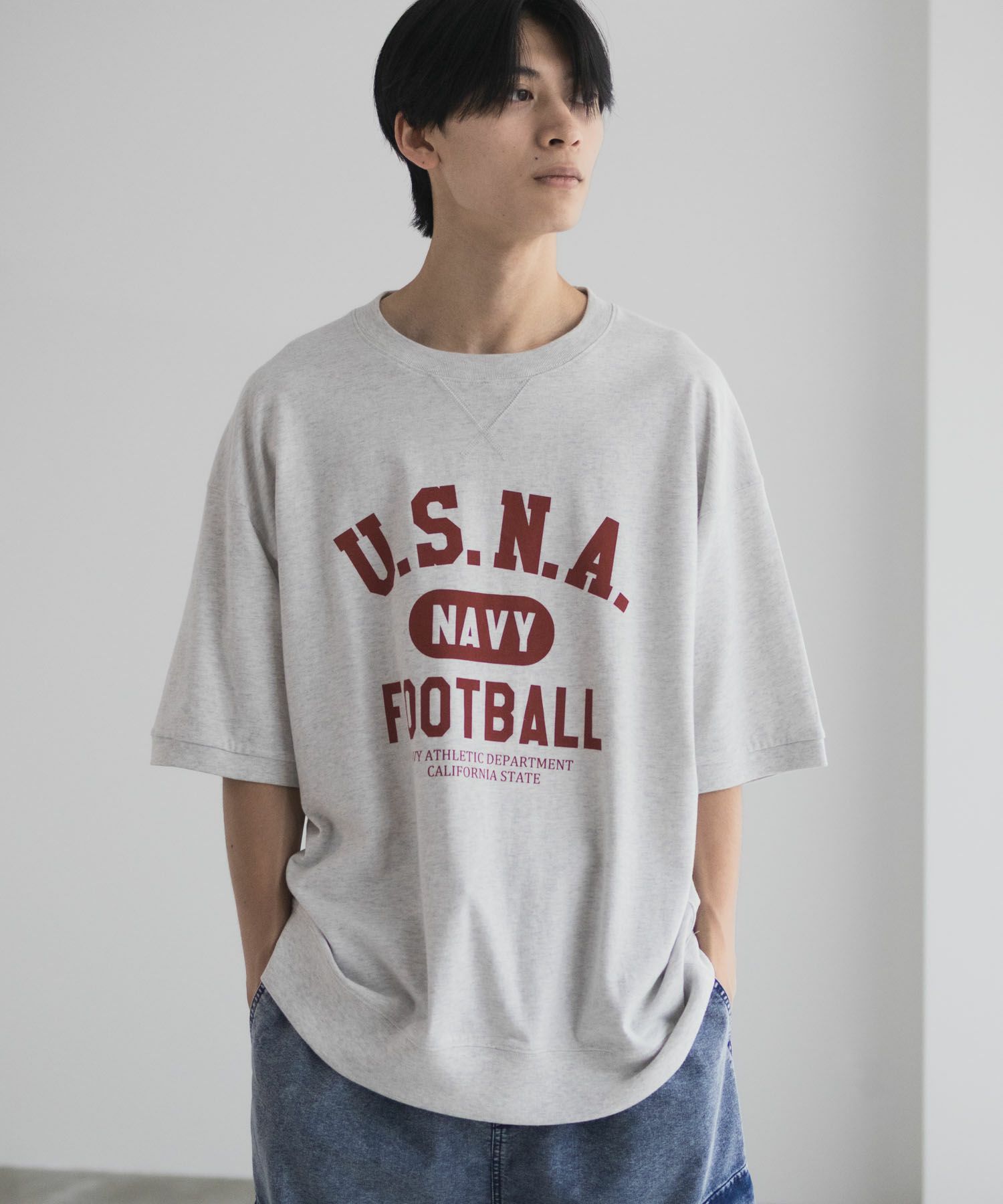NAVY  カレッジスウェットTシャツ メンズ メール便 対応商品商品サムネイル-2