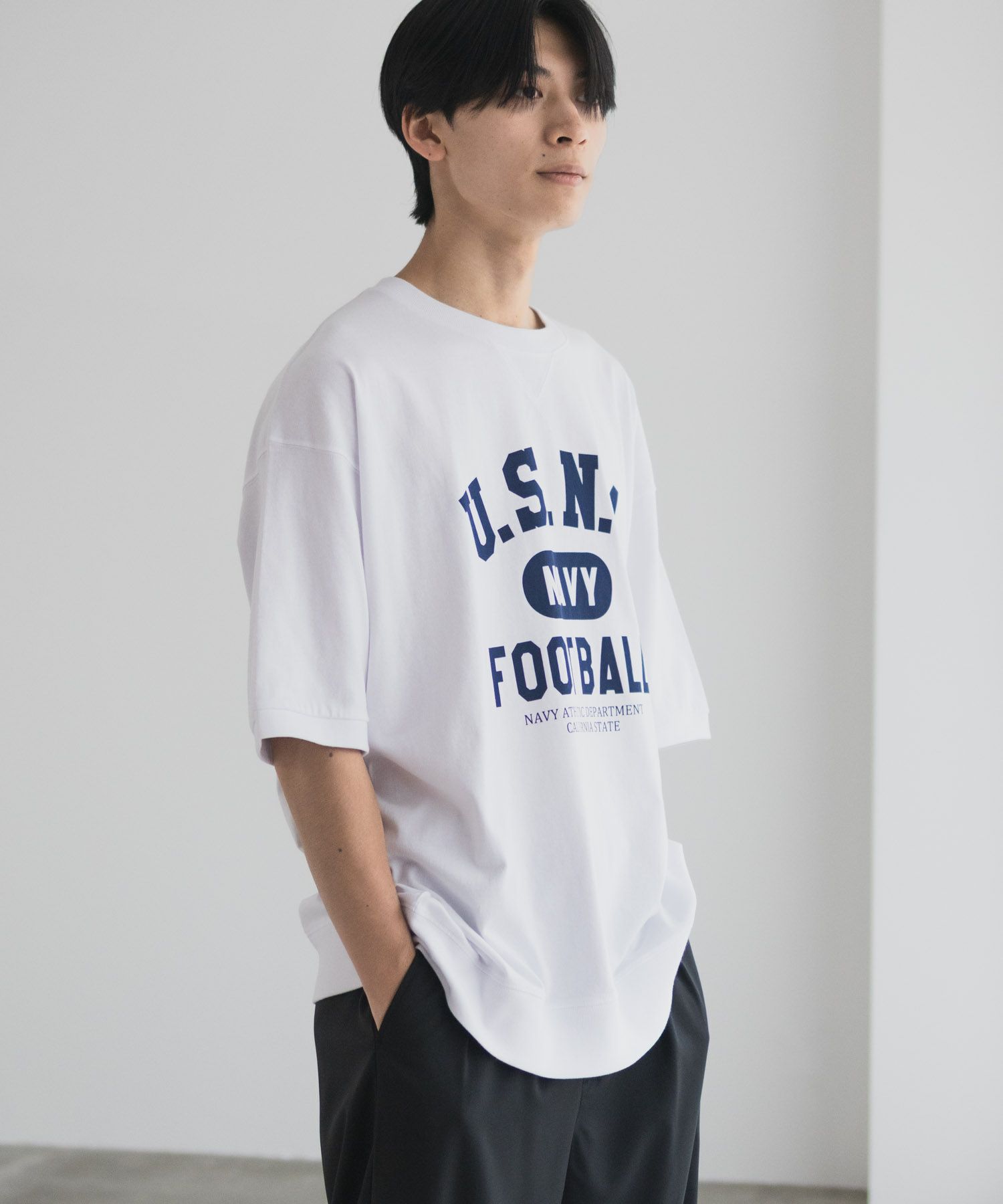 NAVY  カレッジスウェットTシャツ メンズ メール便 対応商品商品画像-6
