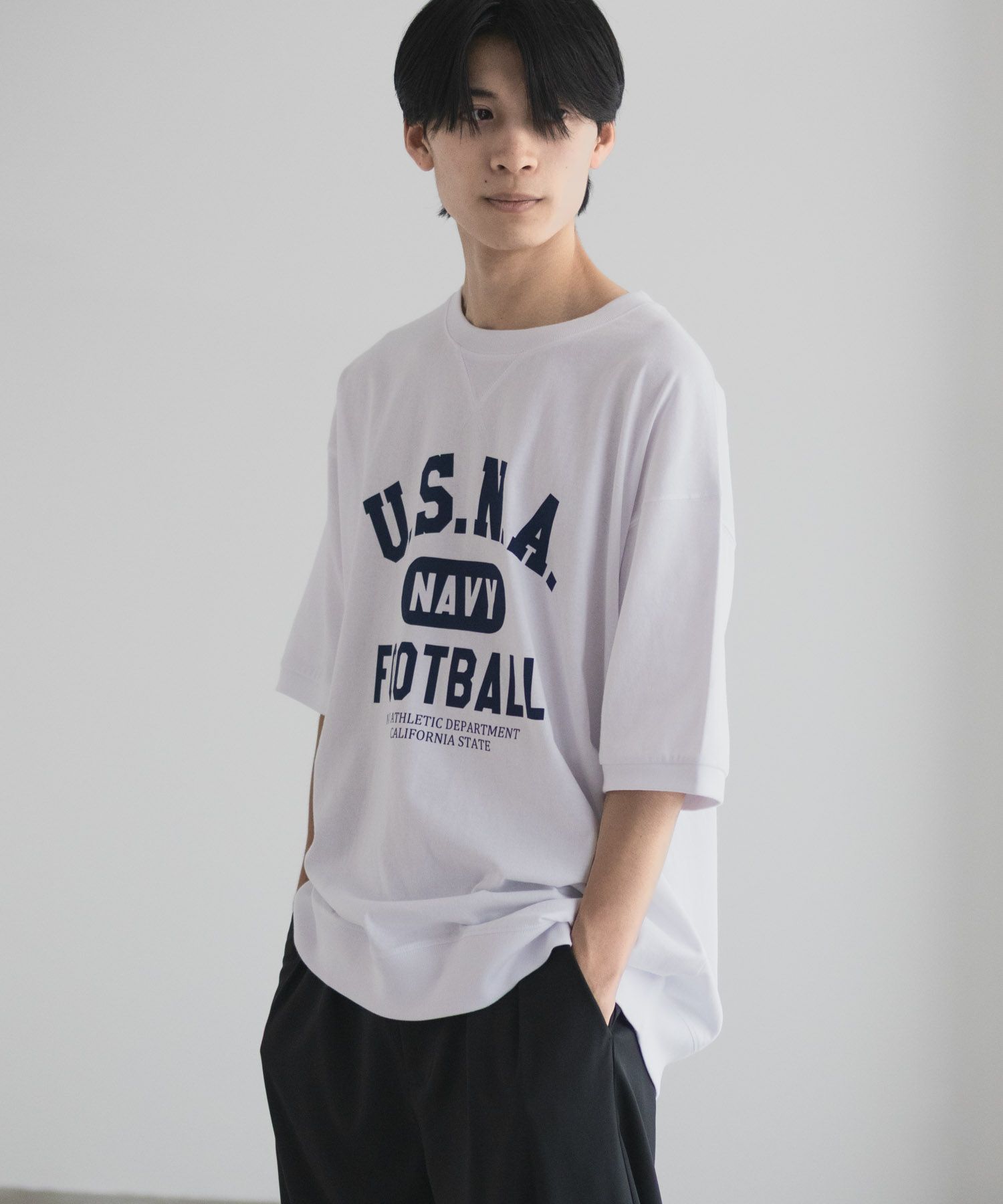 NAVY  カレッジスウェットTシャツ メンズ メール便 対応商品商品画像-7