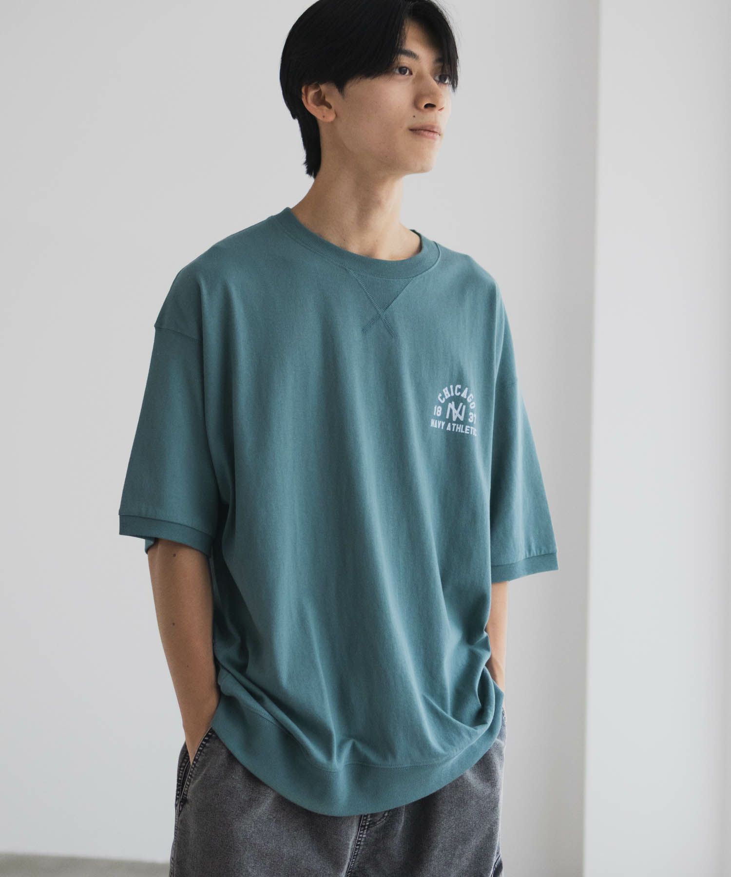 NAVY  カレッジスウェットTシャツ メンズ メール便 対応商品商品画像-15