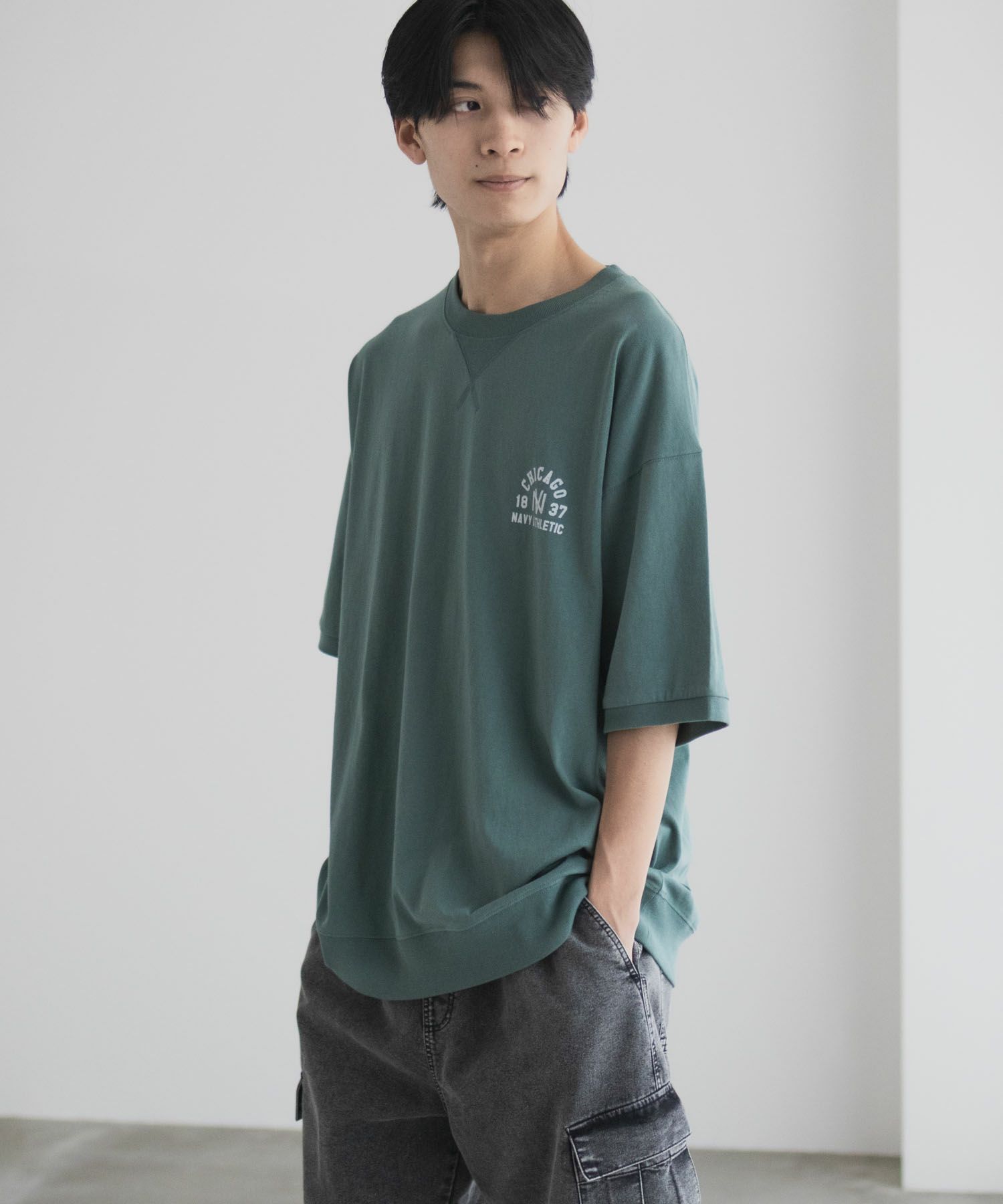 NAVY  カレッジスウェットTシャツ メンズ メール便 対応商品商品サムネイル-16