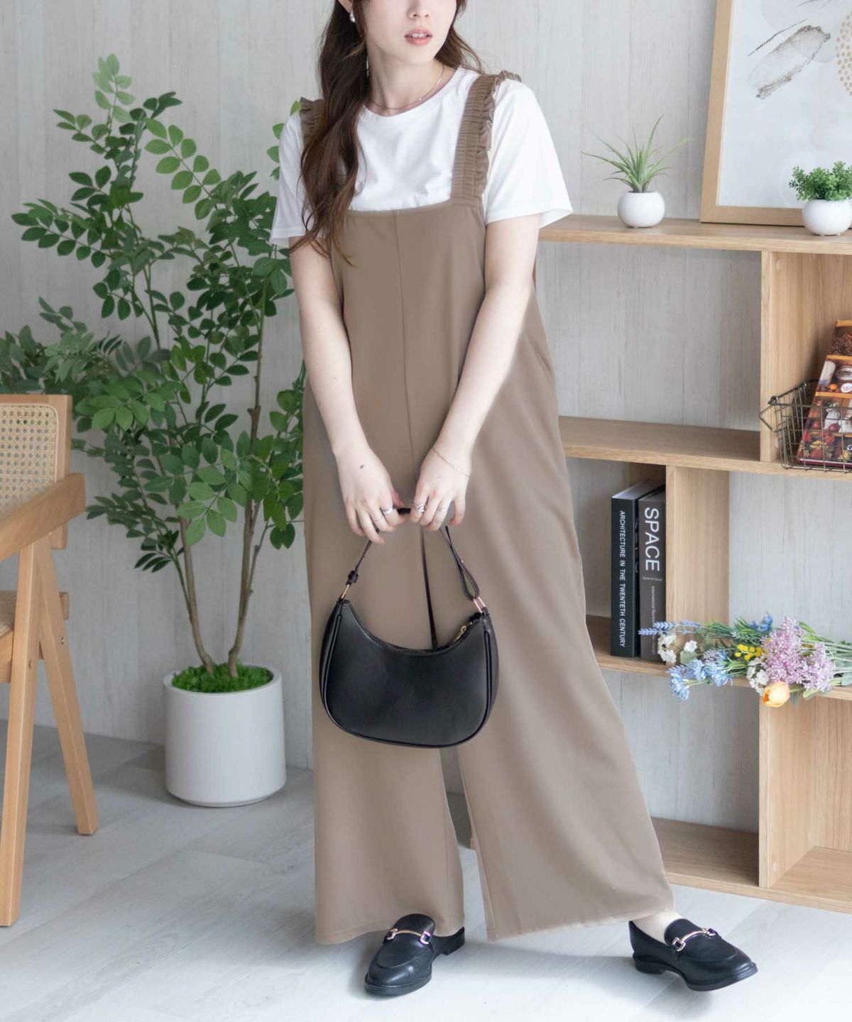 nAvy ポリツイルサロペットアンサンブル レディース