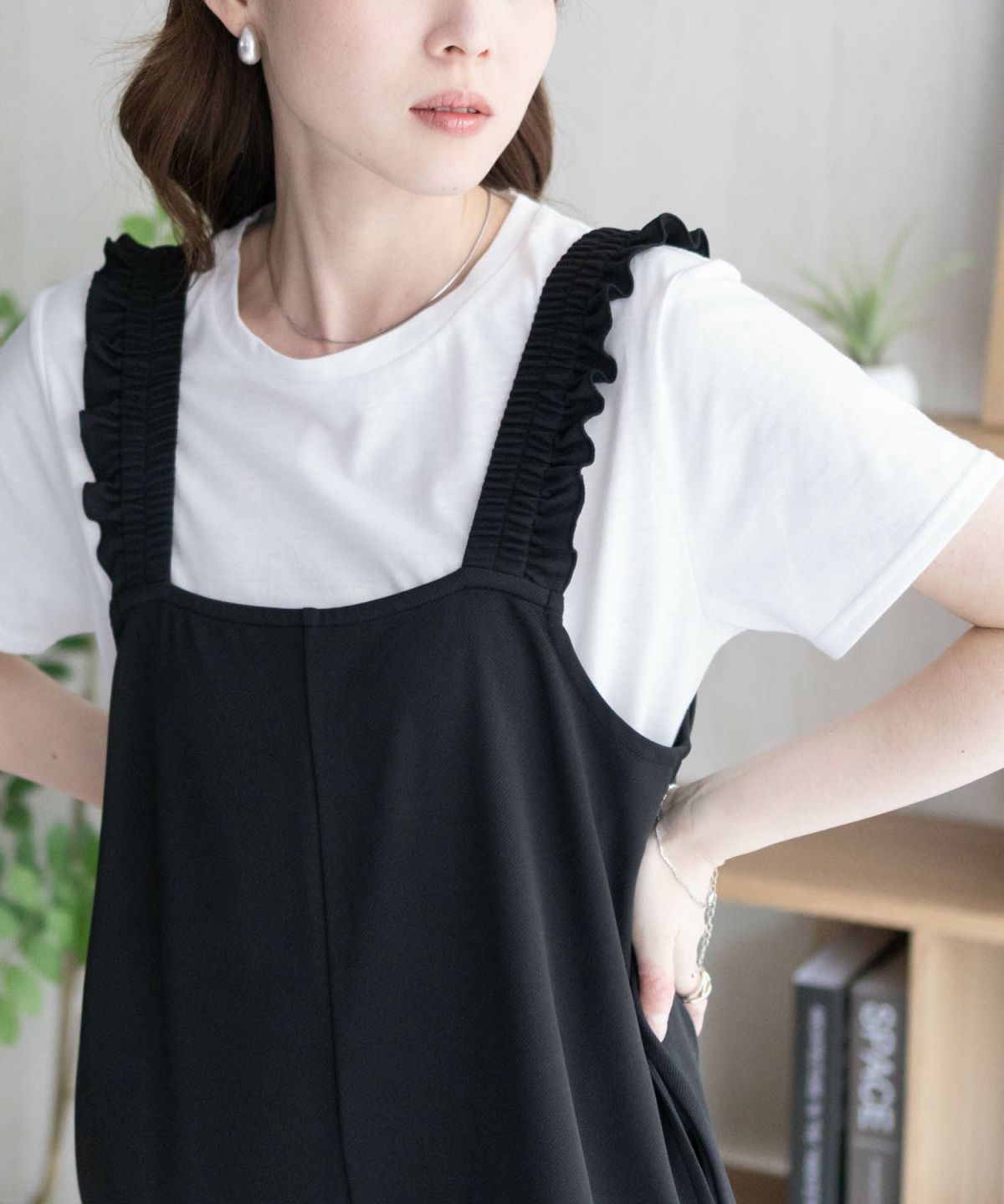 nAvy ポリツイルサロペットアンサンブル レディース